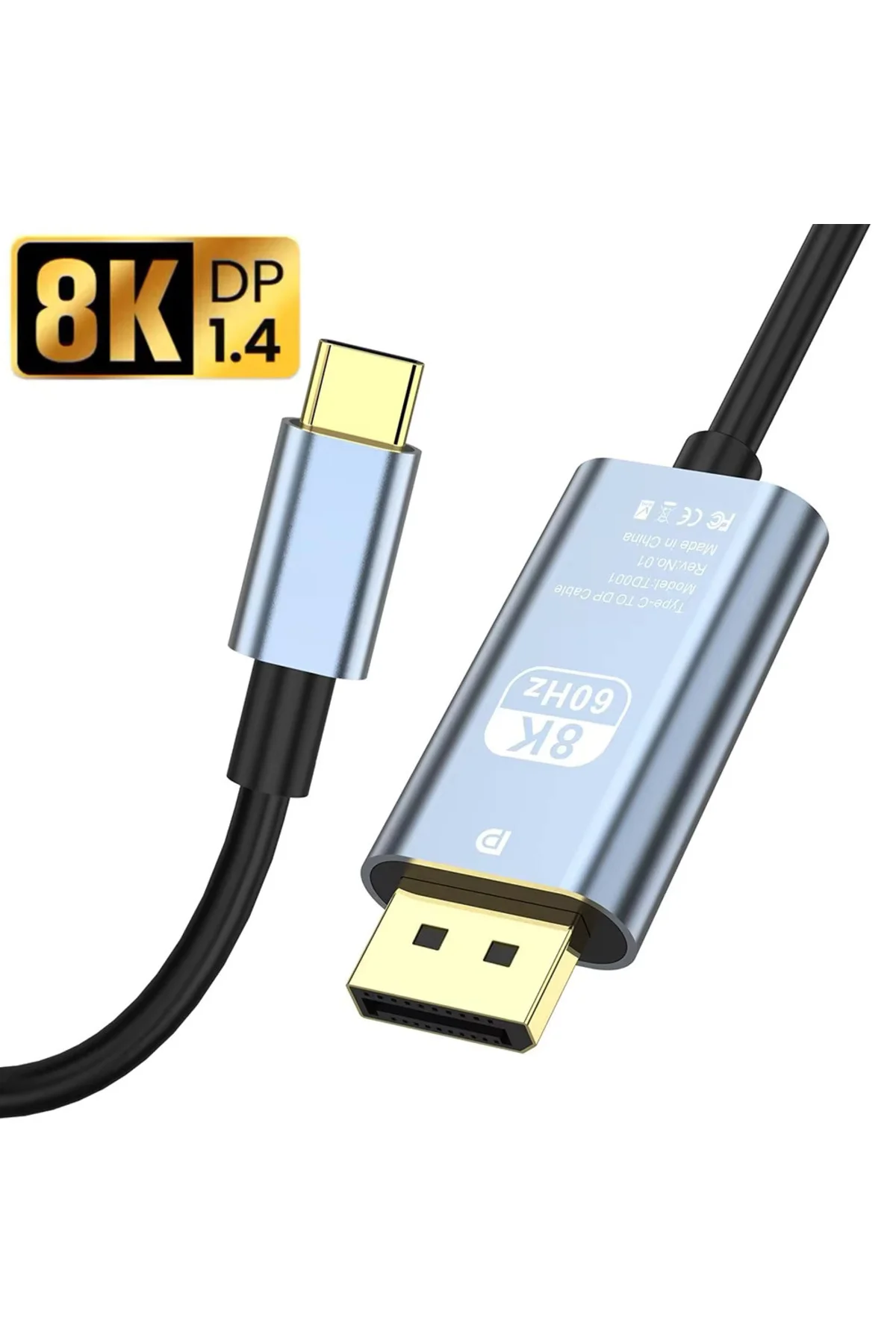 Type C to DisplayPort Kablo 2 Metre 8k-60hz 4K-120 Hz Thunderbolt Type C to DisplayPort Kablo 2 Metre 8k-60hz 4K-120 Hz Thunderbolt