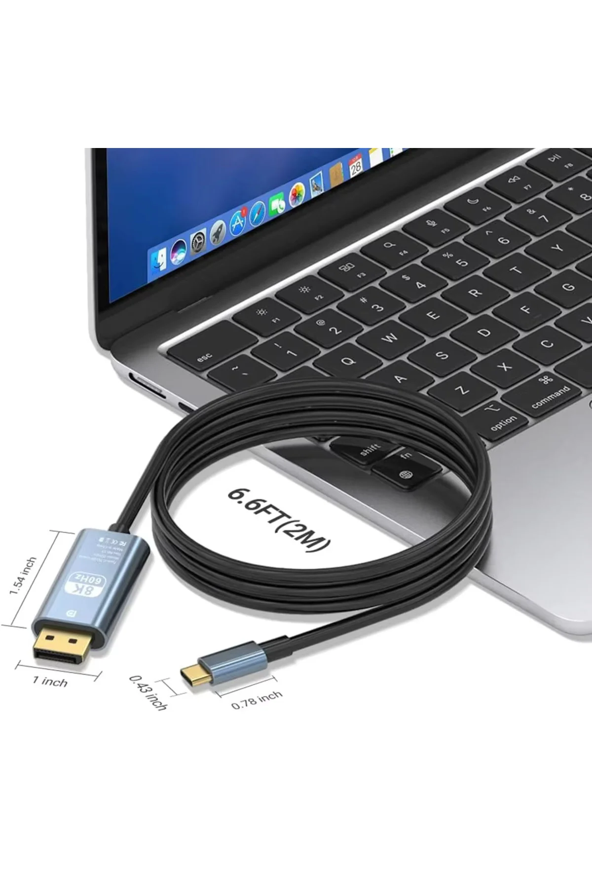 Type C to DisplayPort Kablo 2 Metre 8k-60hz 4K-120 Hz Thunderbolt Type C to DisplayPort Kablo 2 Metre 8k-60hz 4K-120 Hz Thunderbolt