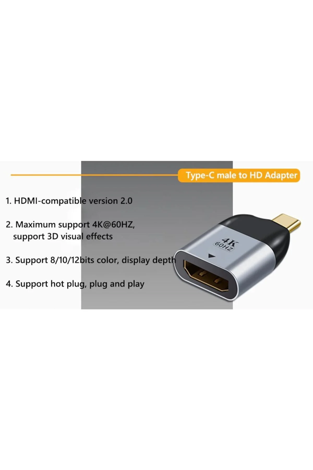 Type C To Hdmi 4k 60hz Çevirici Dönüştürücü Mini Adaptor