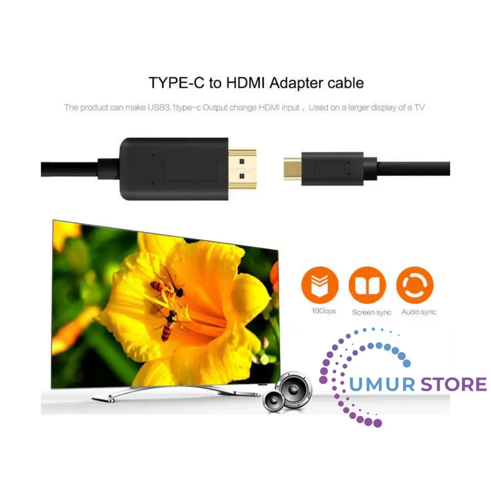 Type-C To HDMI 4K Kablo 1.8 MT- Hdcp Özelliği - 10 Gbps Görüntü A Type-C To HDMI 4K Kablo 1.8 MT- Hdcp Özelliği - 10 Gbps Görüntü A