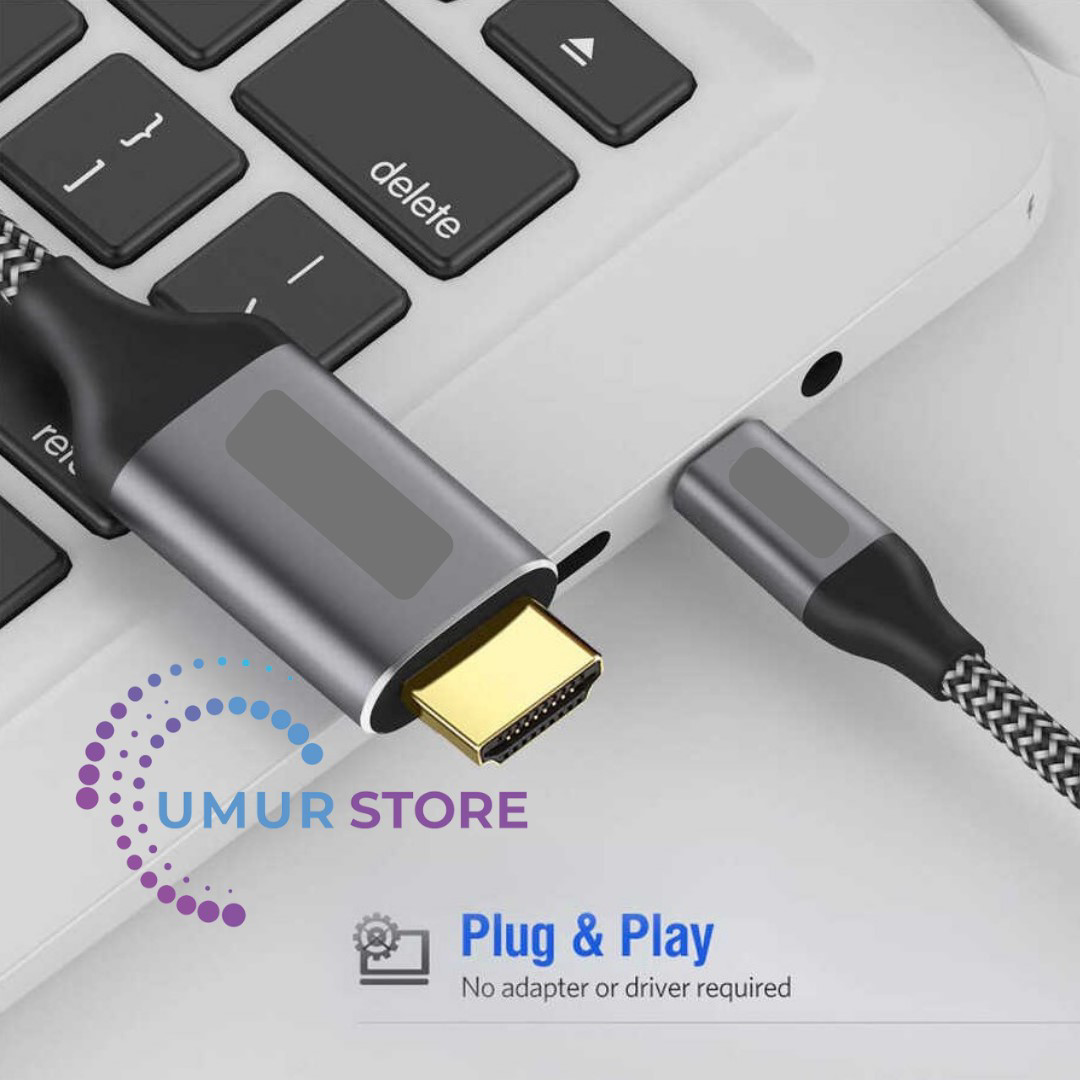 Type-C To HDMI Kablo 180 cm 4K 60Hz Görüntü Aktarım Kablosu Tak & Type-C To HDMI Kablo 180 cm 4K 60Hz Görüntü Aktarım Kablosu Tak &