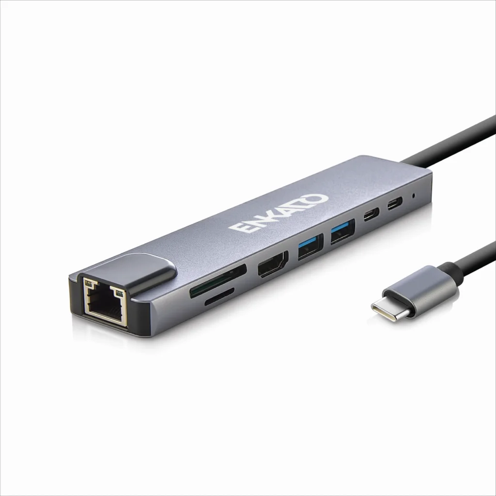 Type-C to HDMI Hub 8 Port Çoklu Adaptör - 4K HDMI + Ethernet + SD/TF + PD Güç