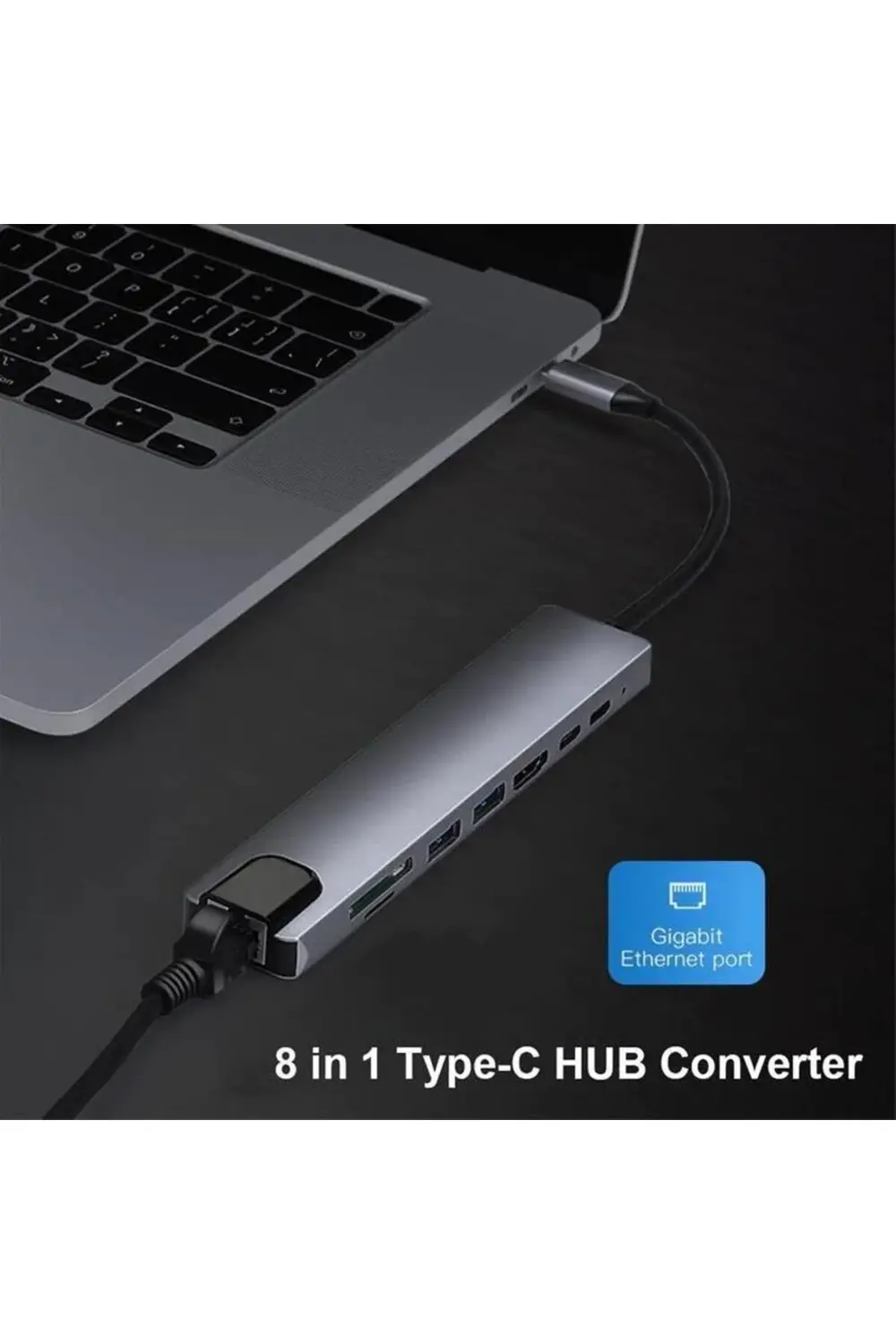 Type C To Hdmi Usb 3.0 Sd Microsd 8in1 Kart Rj45 Ethernet Çeviric