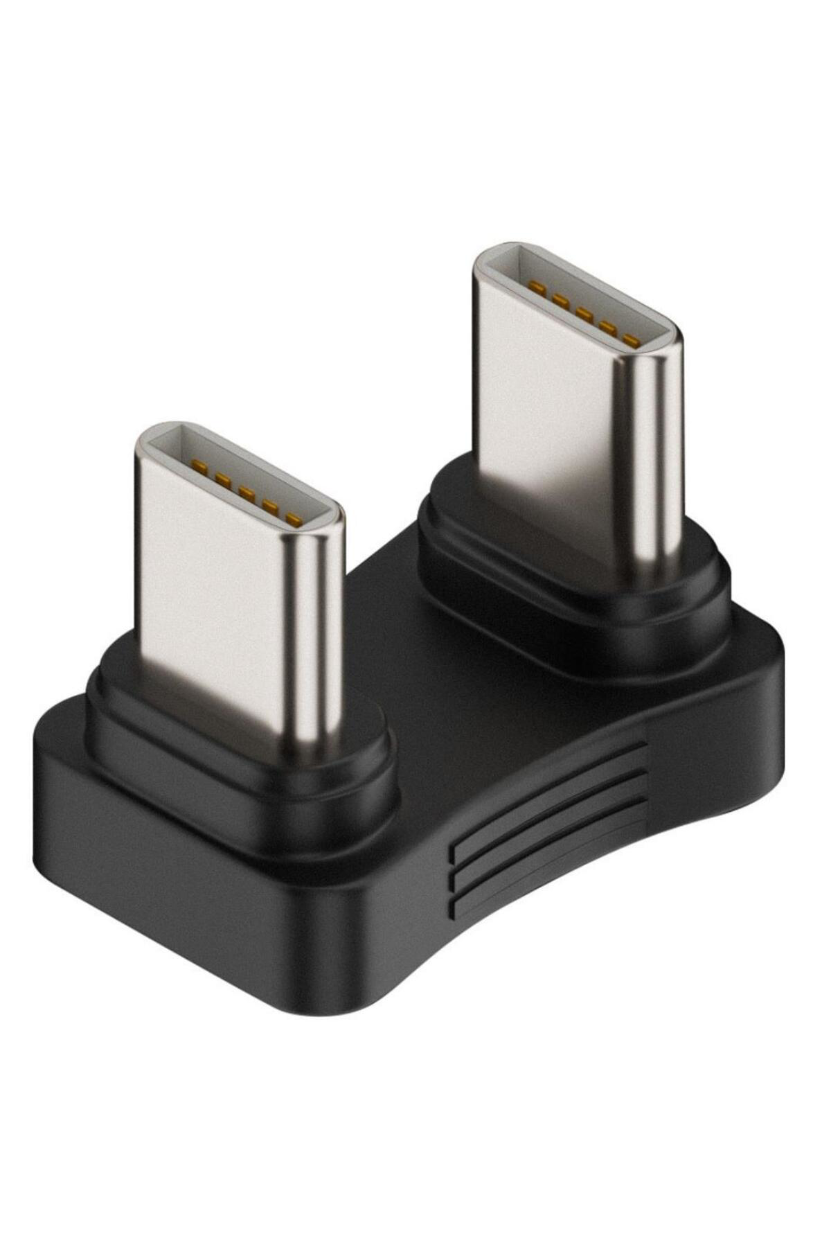 Pmr Type-C To Type-C 180° Dirsek Adaptör | 65W Hizli Şarj & 480Mbps V