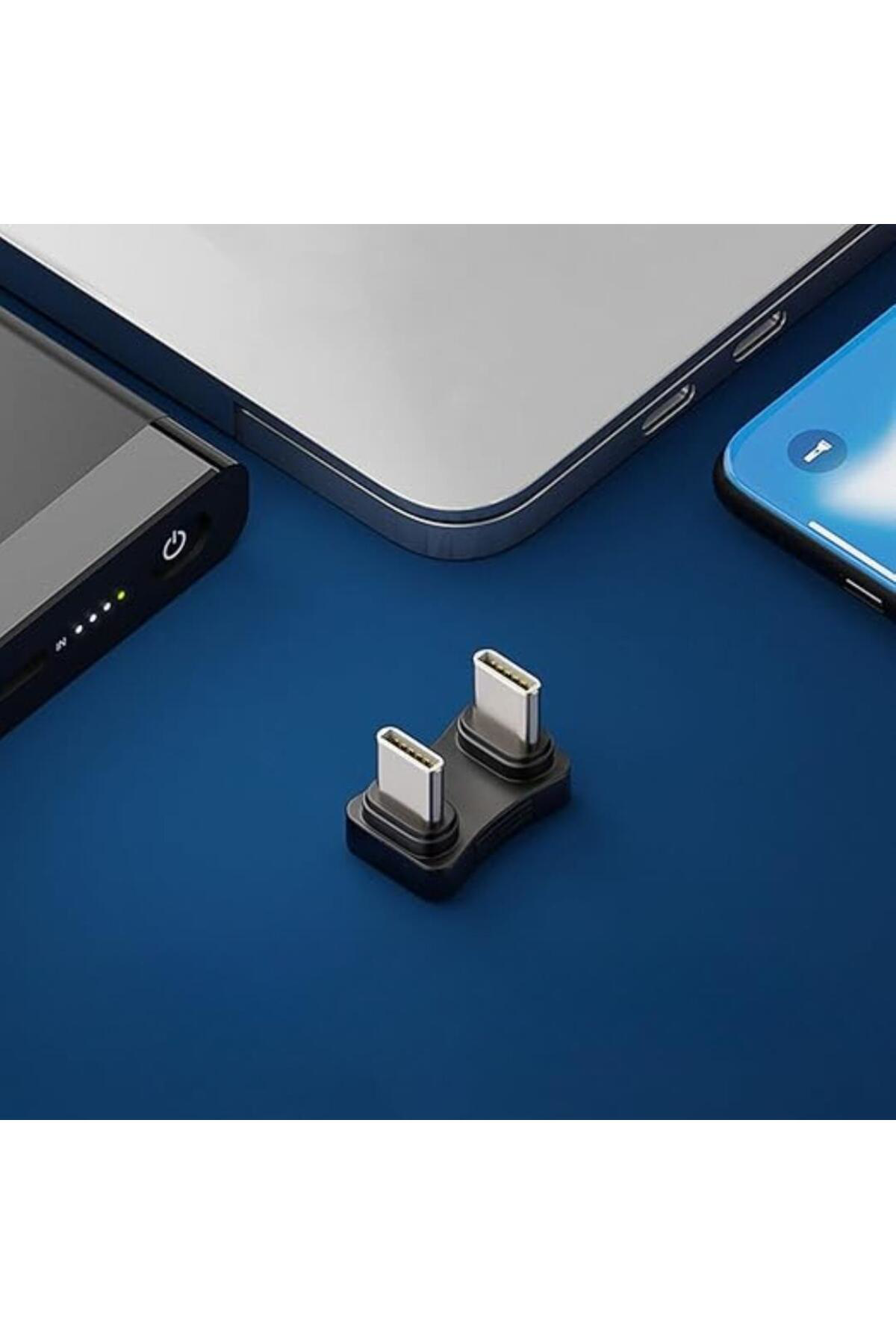 Pmr Type-C To Type-C 180° Dirsek Adaptör | 65W Hizli Şarj & 480Mbps V