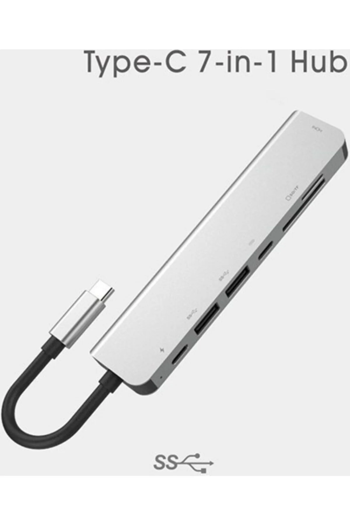Type C Usb 3.1 7 In1 Adaptör 4k Hmi-2*usb 3.0 Sd-microsd Kart Oku