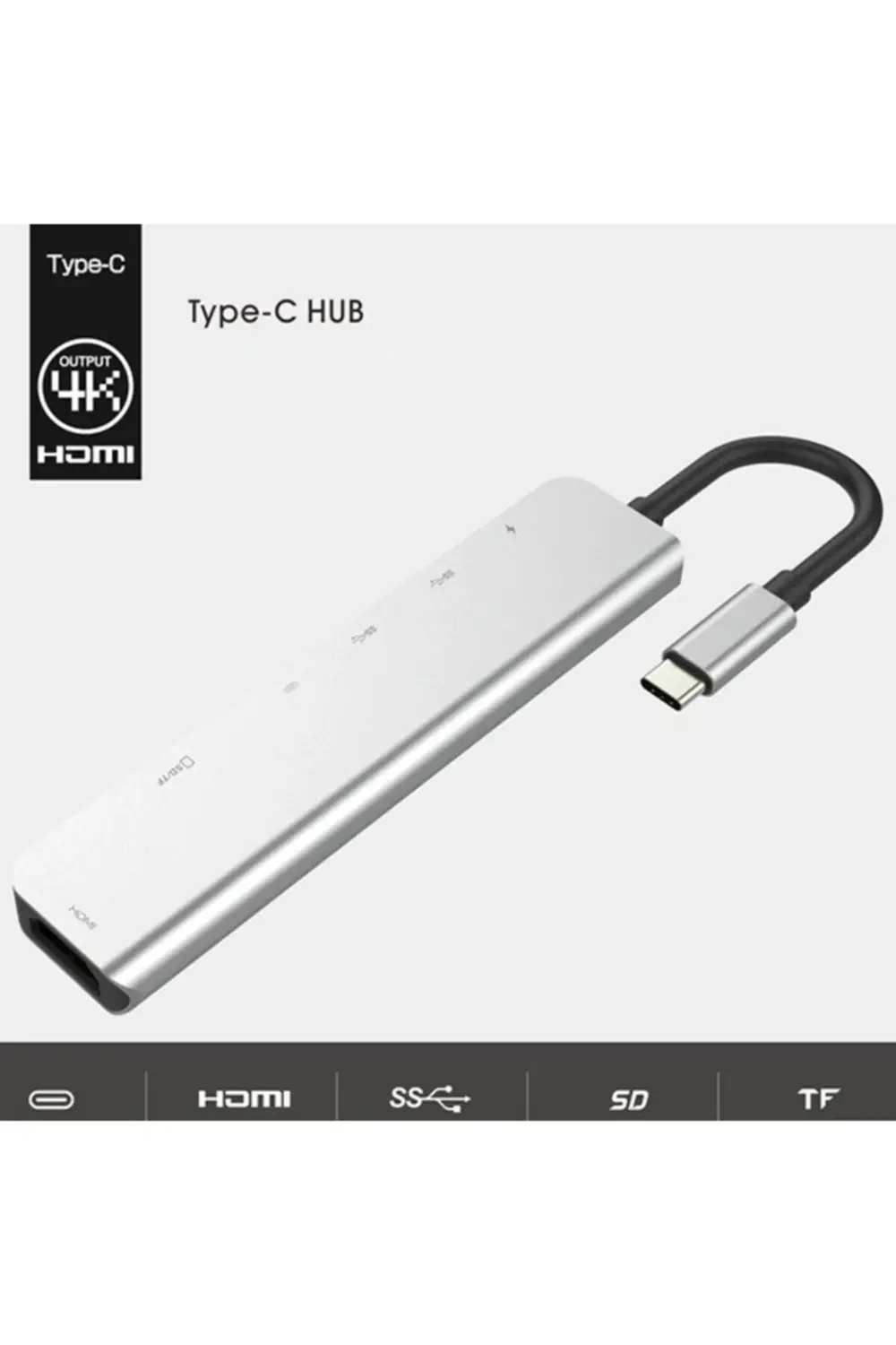 Type C Usb 3.1 7 In1 Adaptör 4k Hmi-2*usb 3.0 Sd-microsd Kart Oku