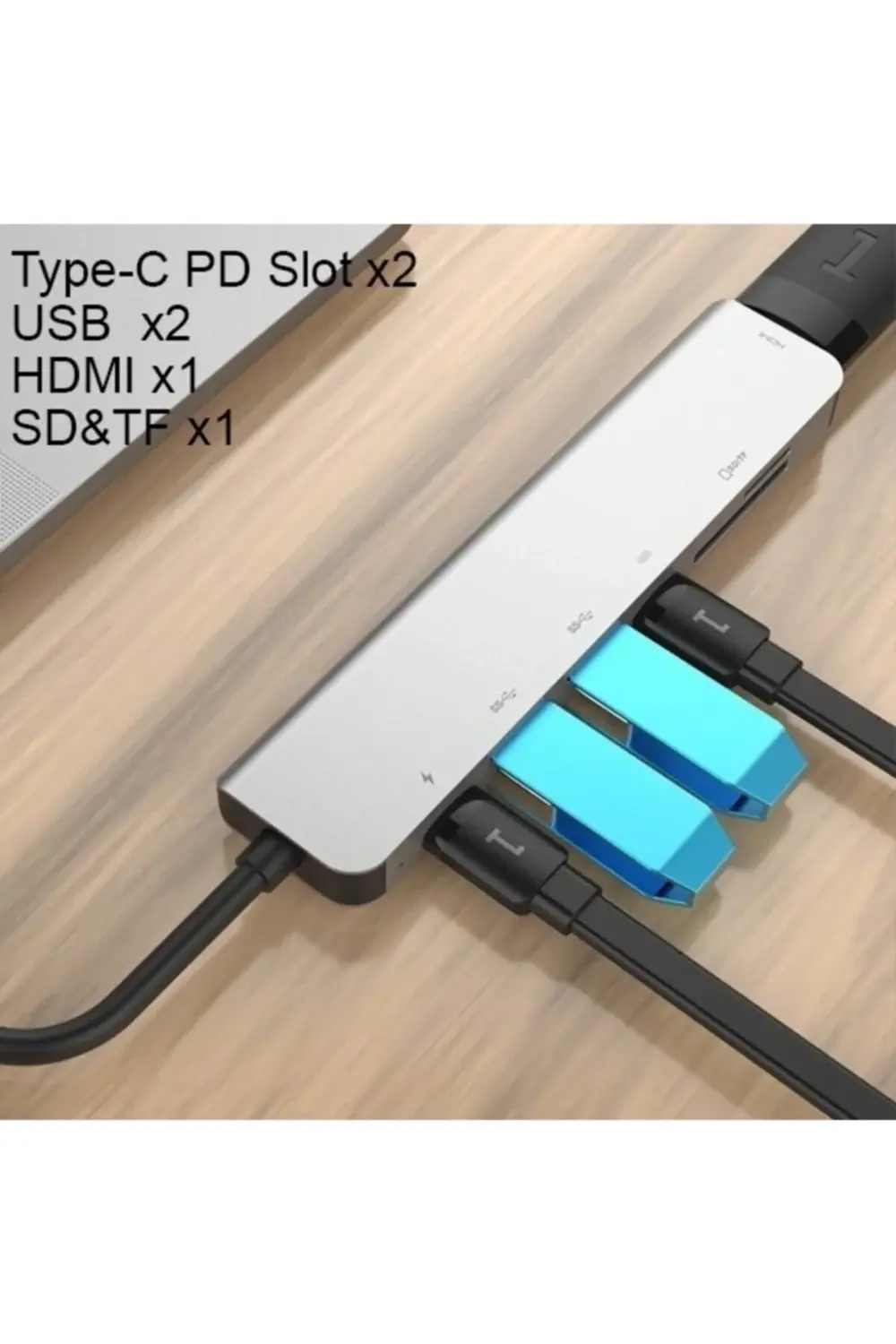 Type C Usb 3.1 7 In1 Adaptör 4k Hmi-2*usb 3.0 Sd-microsd Kart Oku