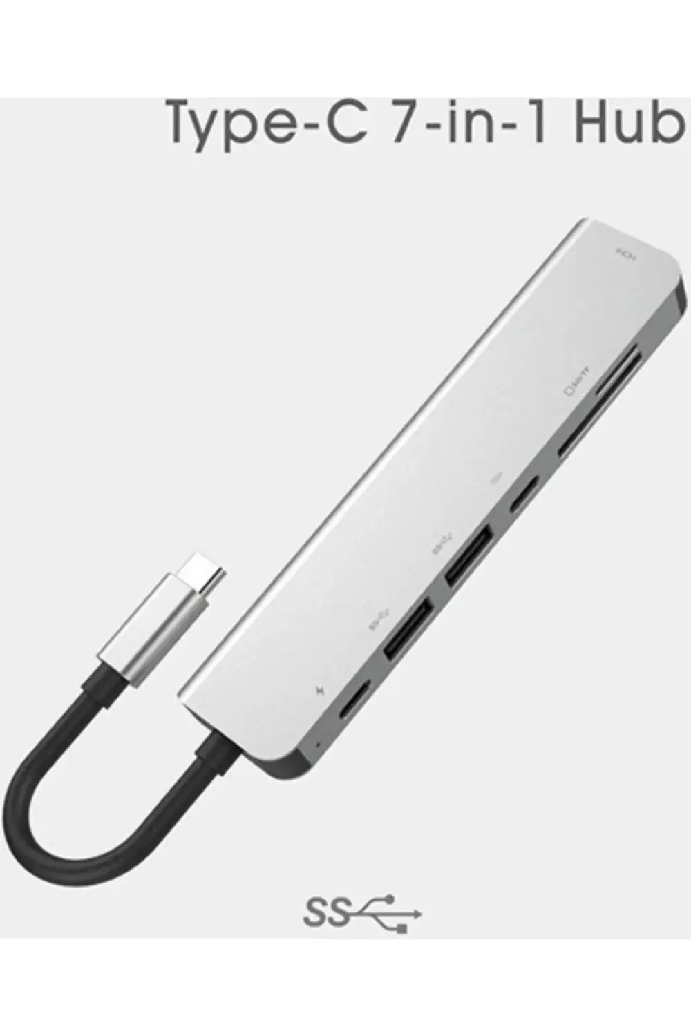 Type C Usb 3.1 7 In1 Adaptör 4k Hmi-2*usb 3.0 Sd-microsd Kart Oku