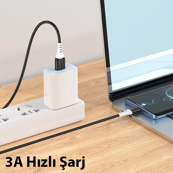 Type-C - USB 3A Hızlı Şarj & Data Kablosu – Silikon 1m