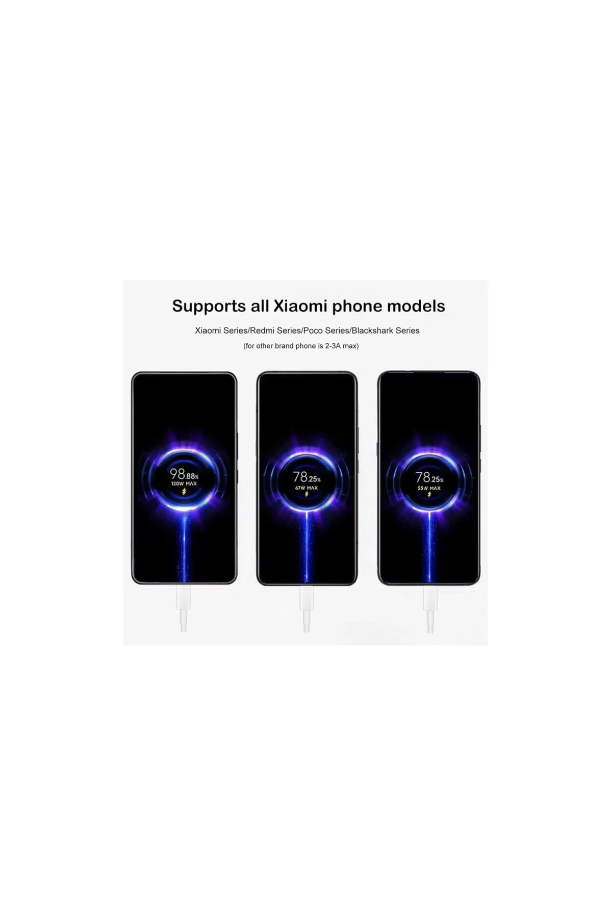 Type-C Usb-C 67w Max Hızlı Şarj USB Kablosu, Beyaz 2 Metre