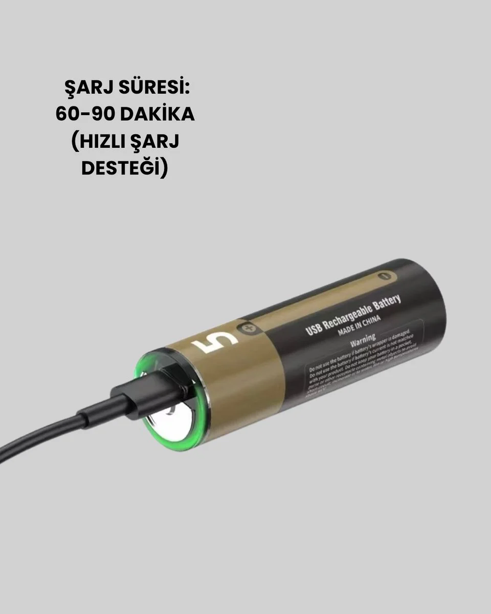 Type-C USB ile Hızlı Şarj Edilebilir AA Kalem Pil | 1.5V Lityum | Çiftli Paket Fiyatı, Yorumları ve Özellikleri