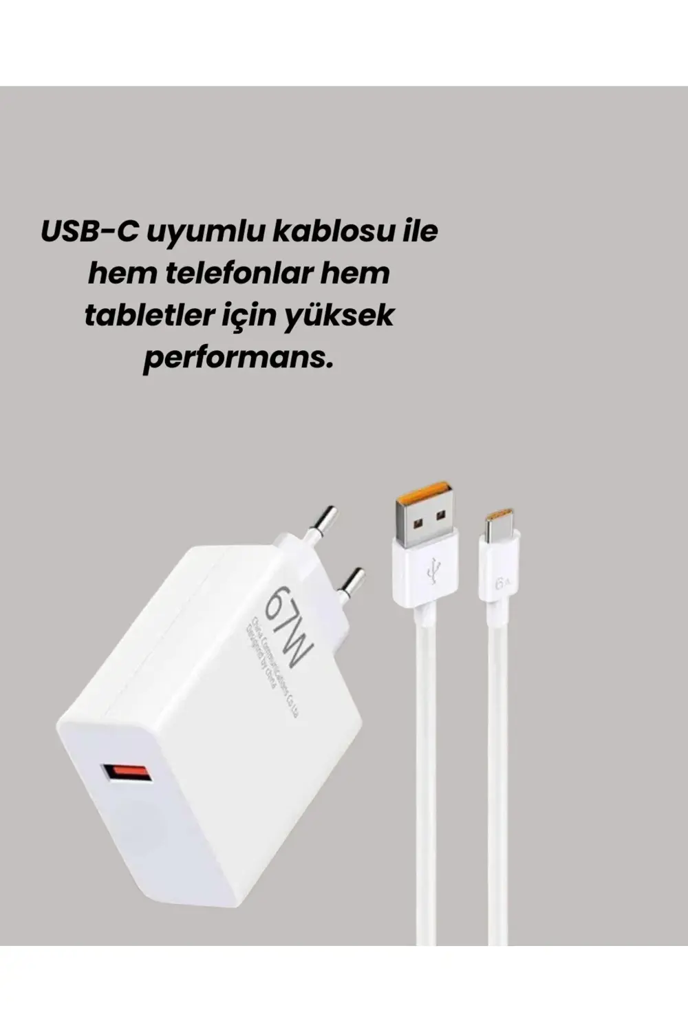 Type-C Uyumlu 67W Turbo Hızlı Şarj Aleti Akıllı Koruma Sistemli
