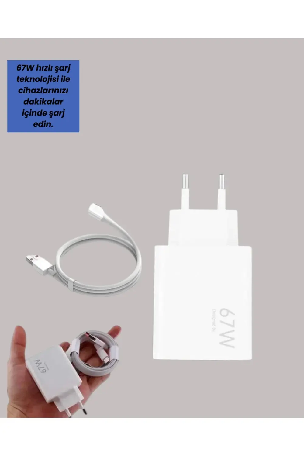 Type-C Uyumlu 67W Turbo Hızlı Şarj Aleti Akıllı Koruma Sistemli