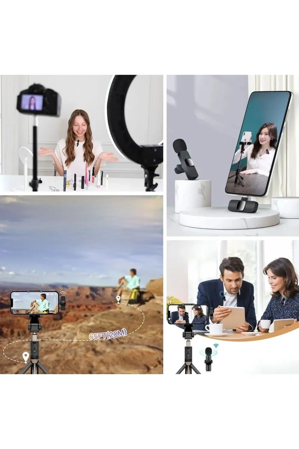 Type C Uyumlu İphone Dönüştürücülü Kablosuz Yaka Mikrofonu Androi