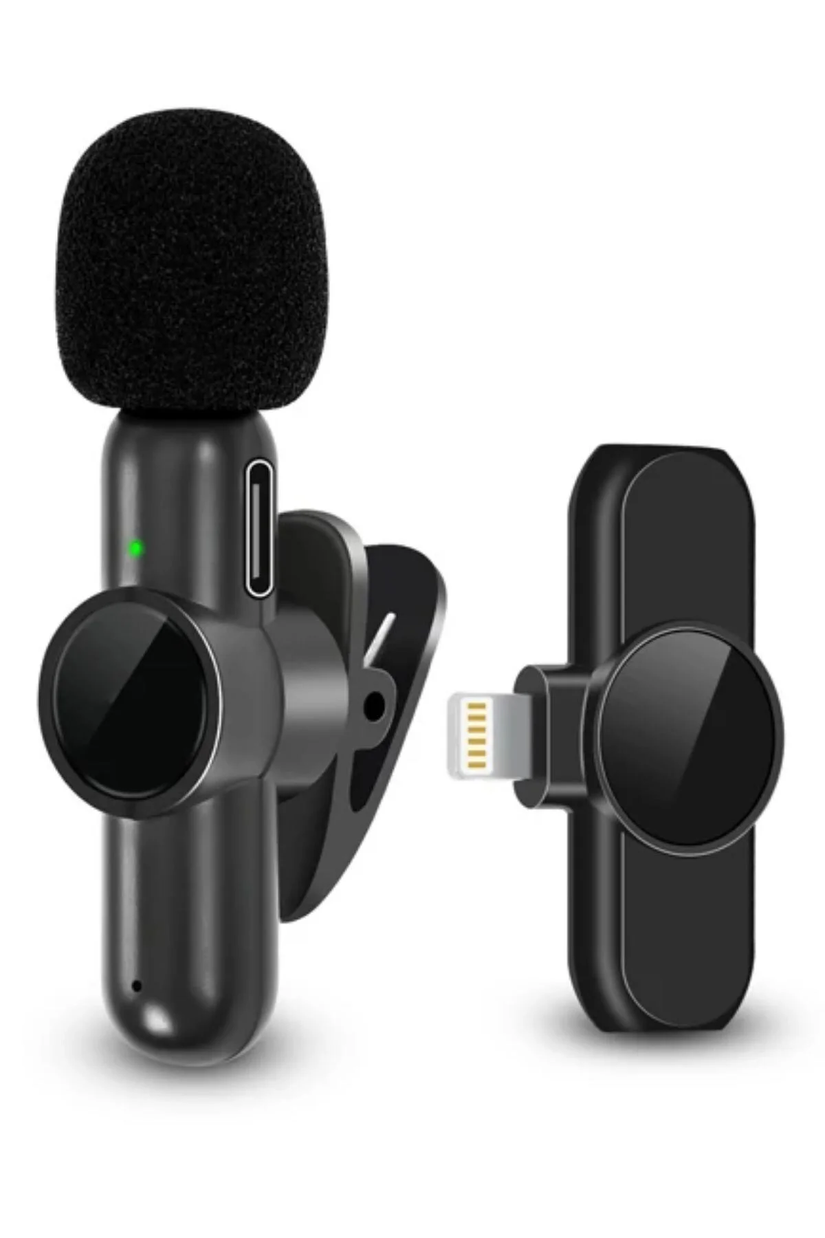Type C Uyumlu İphone Dönüştürücülü Kablosuz Yaka Mikrofonu Androi