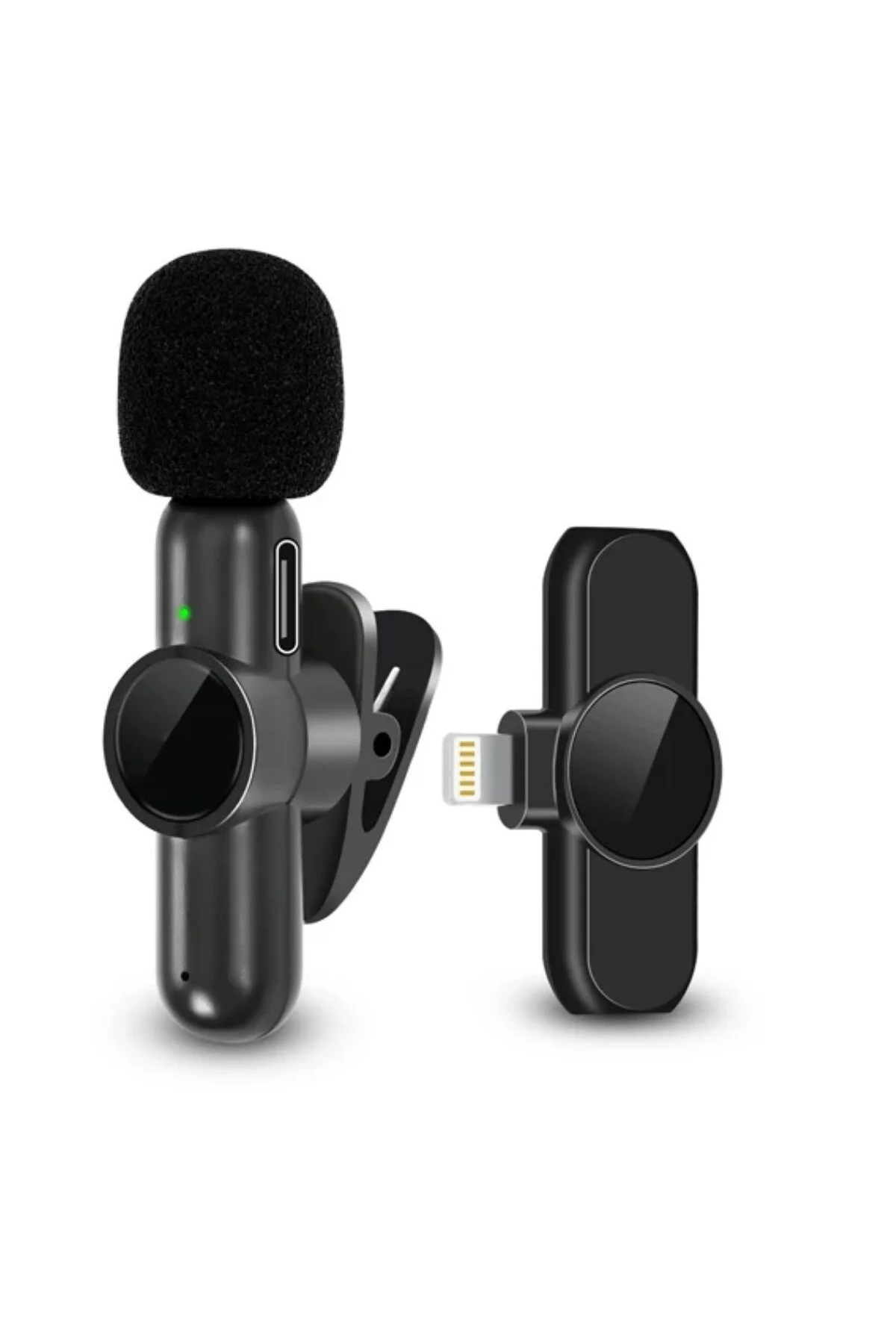 Type C Uyumlu İphone Dönüştürücülü Kablosuz Yaka Mikrofonu Androi