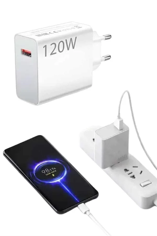 Type C Yüksek Hızlı Şarj Aleti Beyaz 120W Ultra Uzun Ömürlü - Lis
