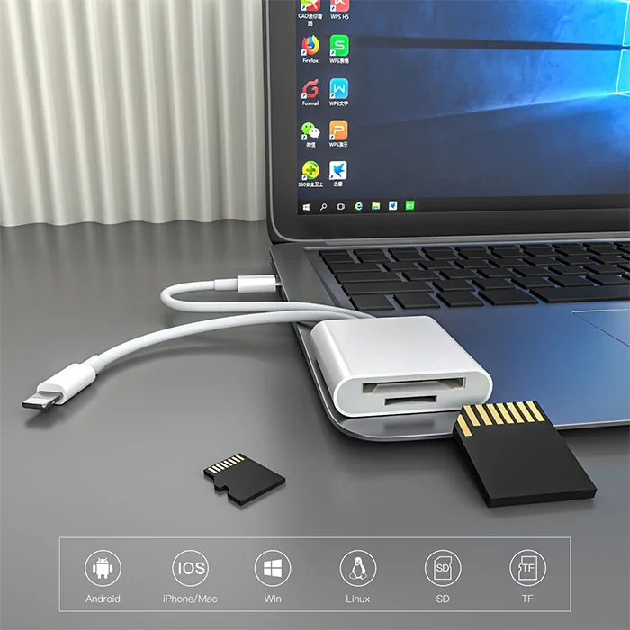 Type-C/Lightning to SD‑TF Kart Çevirici Adaptör - Hızlı ve Sorunsuz Veri Aktarımı