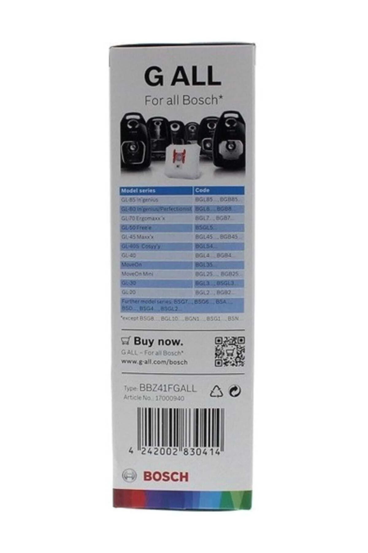 Type G ALL BBZ41FGALL 4 Adet Toz Torbası