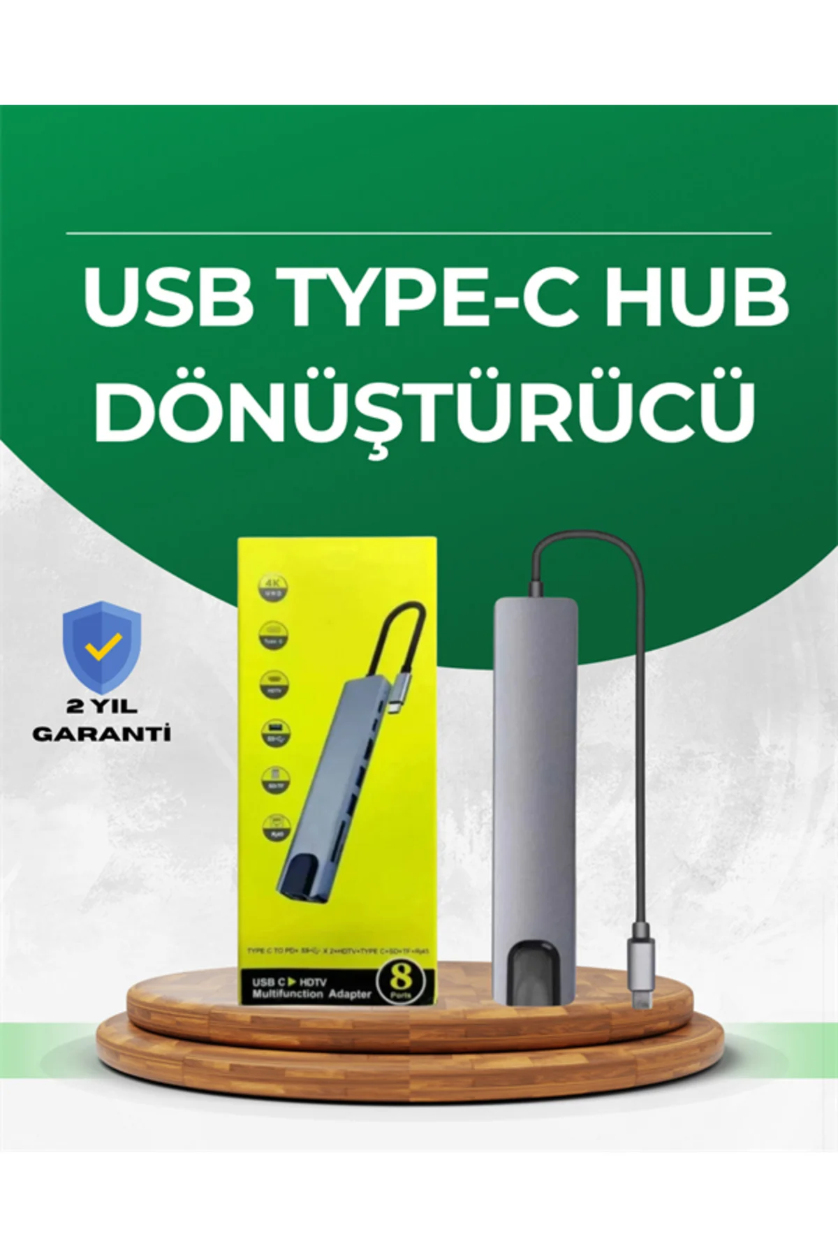 Type‑C Dönüştürücü – 2×USB3.0, SD/MS, 4K HDMI & RJ45 ile Profesyo