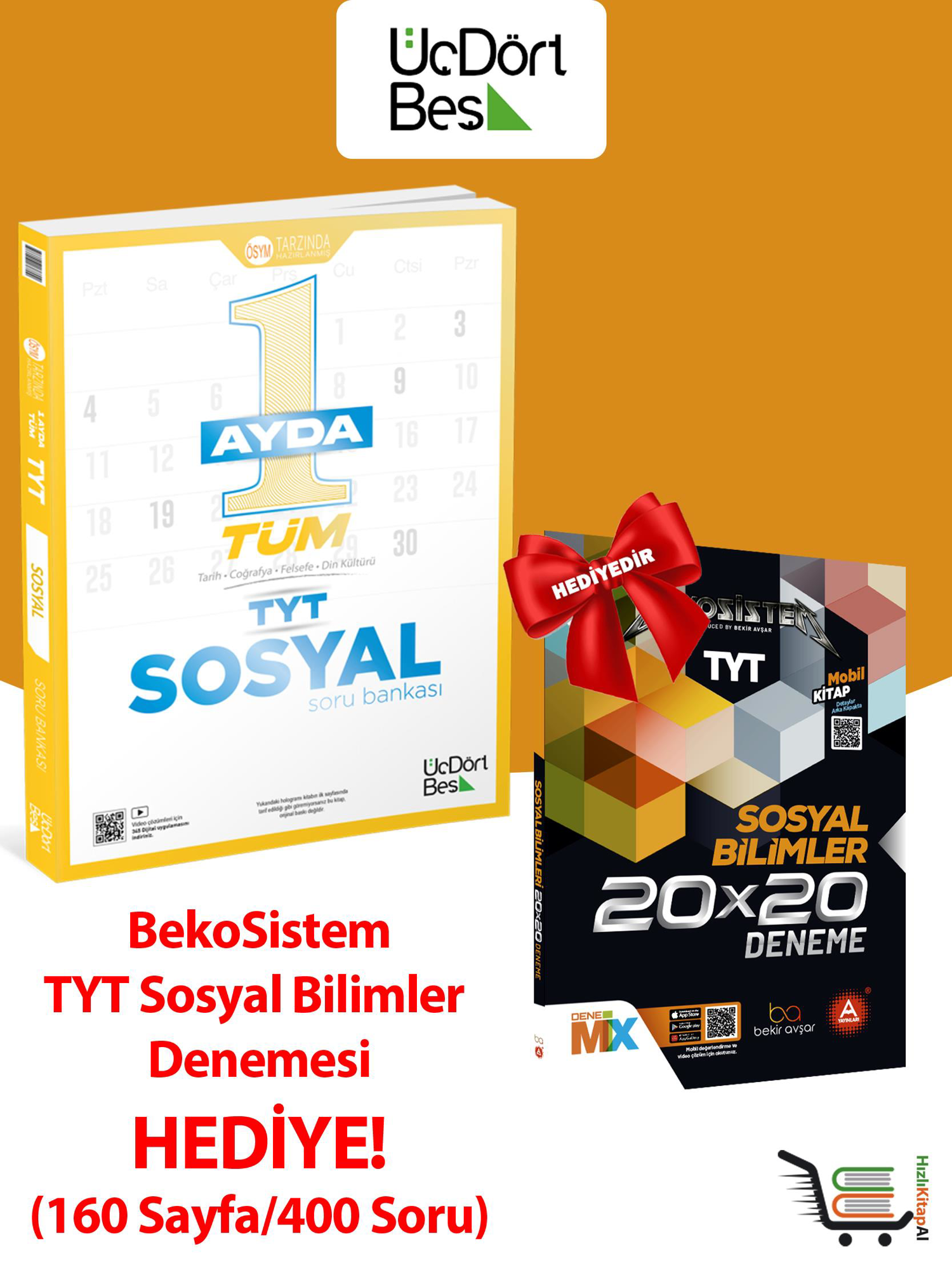 Üç Dört Beş Yayıncılık Tyt 1 Ayda Tüm Sosyal Soru Bankası Bekosistem 20X20 Sosyal Biliml
