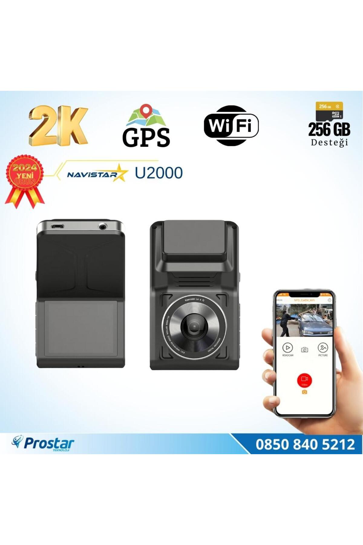 Navistar U2000 Wifi + Gps 1440P 170° Geniş Açı Gece Görüşlü Akıllı Araç İç