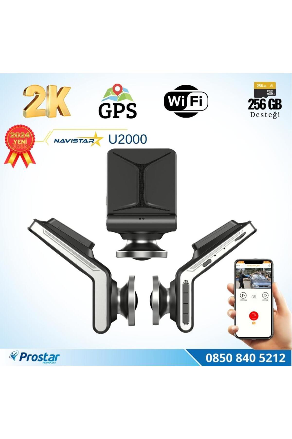 Navistar U2000 Wifi + Gps 1440P 170° Geniş Açı Gece Görüşlü Akıllı Araç İç