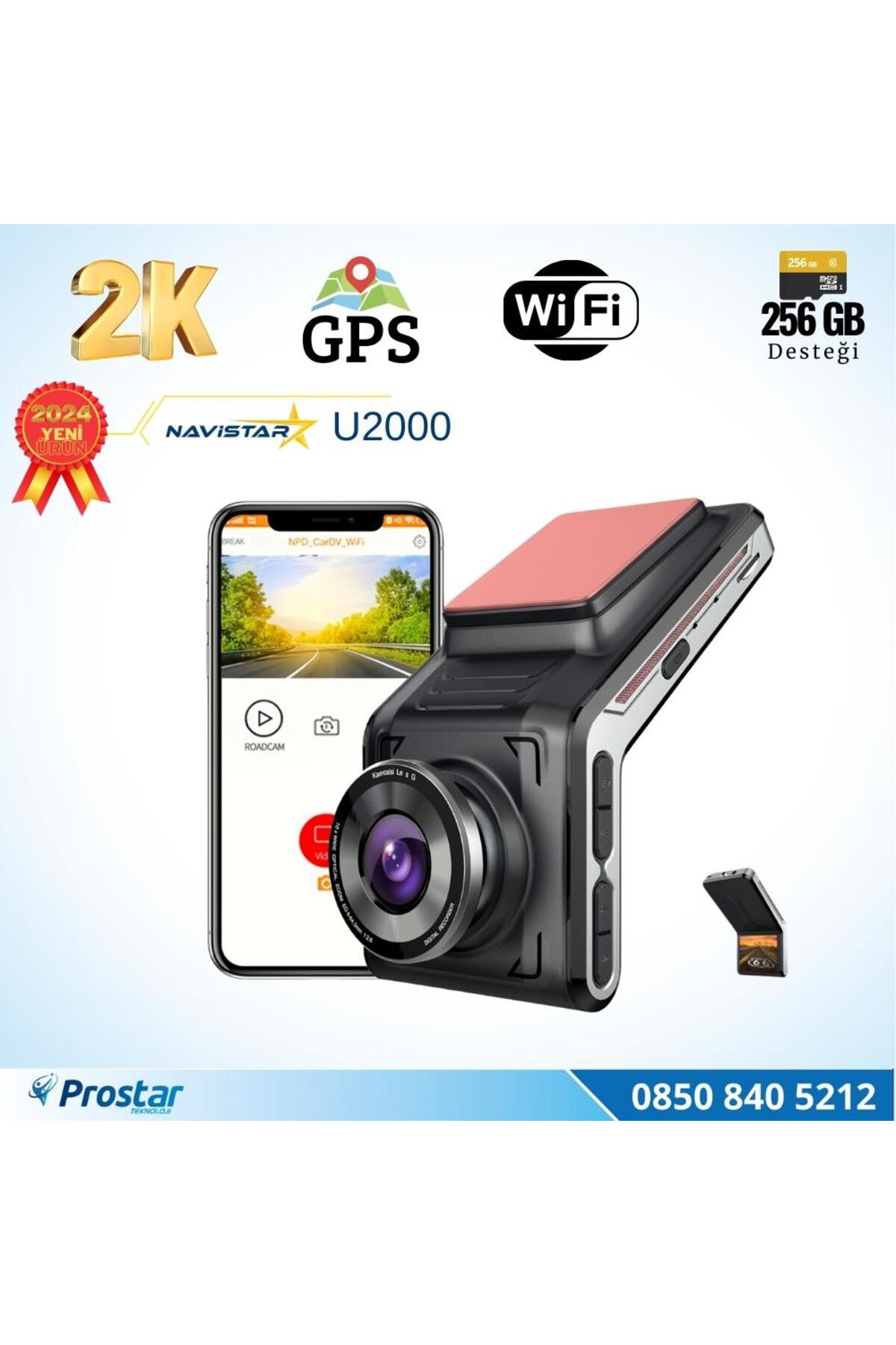 Navistar U2000 Wifi + Gps 1440P 170° Geniş Açı Gece Görüşlü Akıllı Araç İç