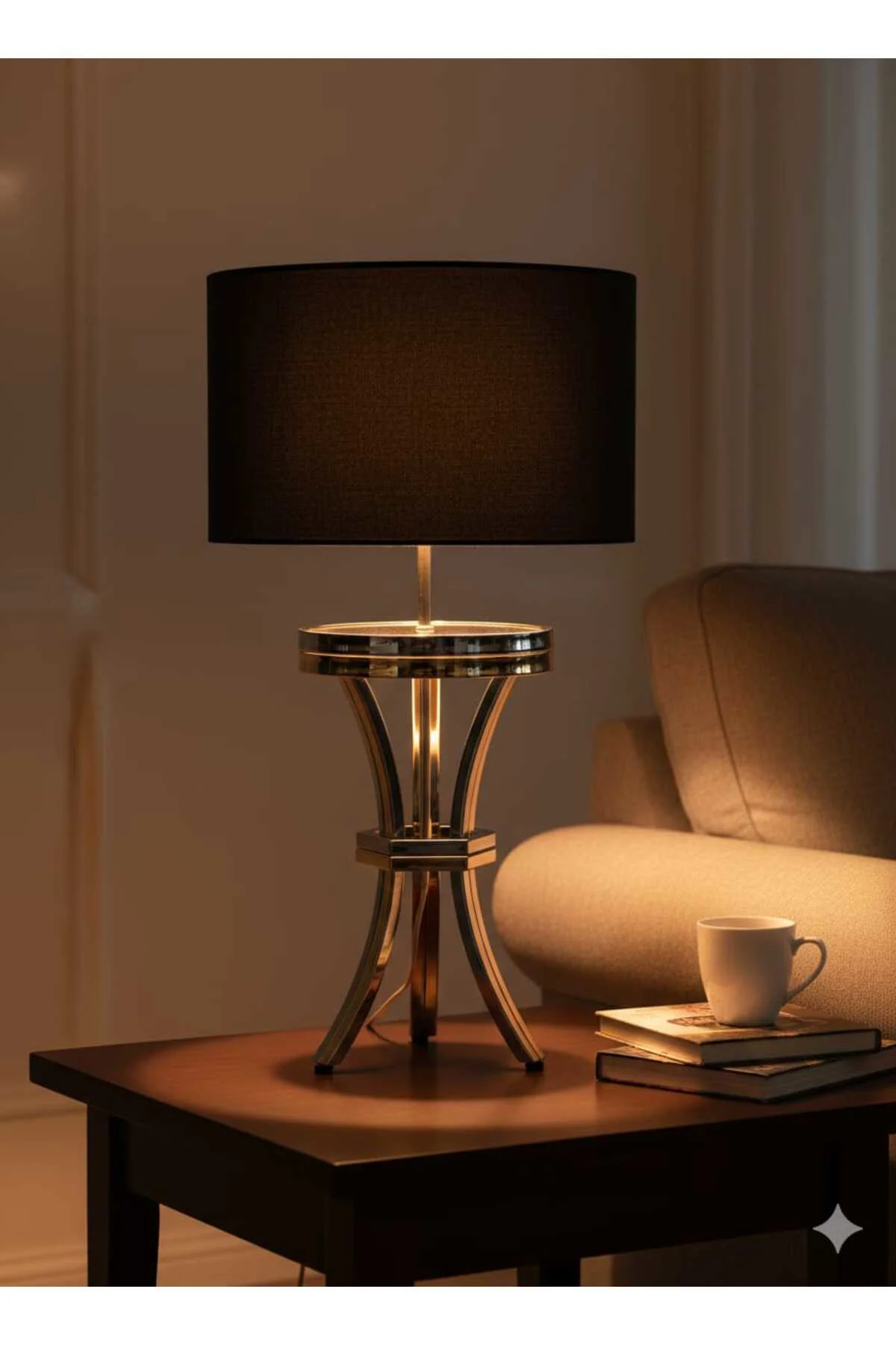 Üç Ayak Tasarım Abajur - 80 CM Dev Boy Siyah Şapkalı Aristokrat A