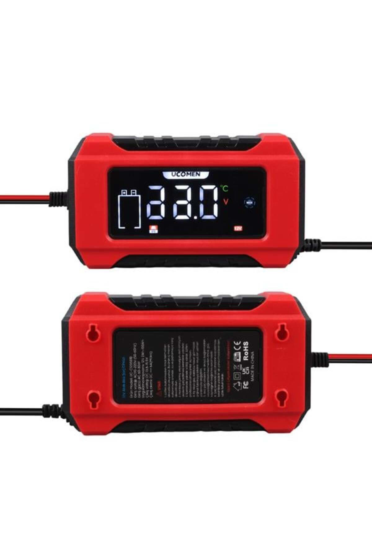 UC-C120501B 12V 6A KIRMIZI LCD GÖSTERGELİ AKILLI AKÜ ŞARJ CİHAZI