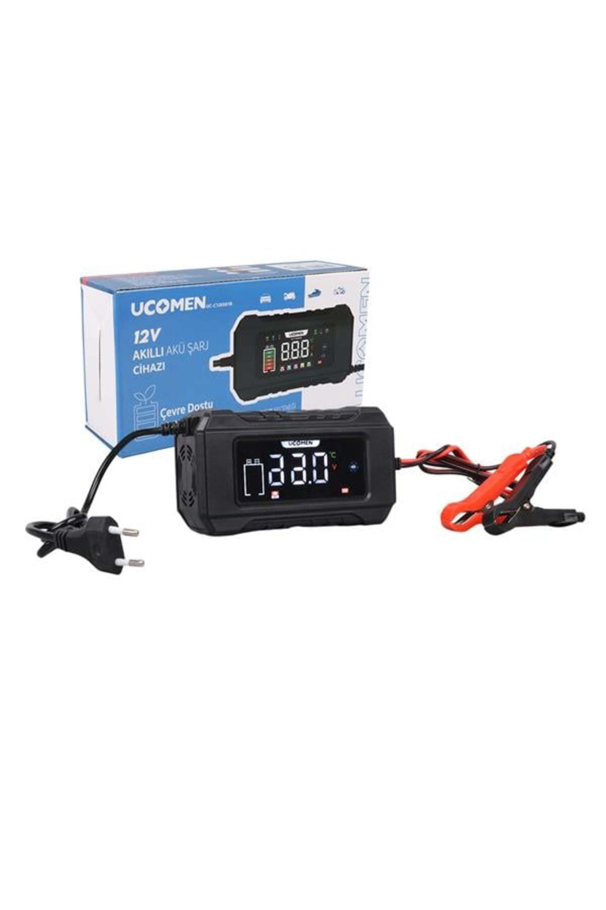 UC-C120501B 12V 6A SİYAH LCD GÖSTERGELİ AKILLI AKÜ ŞARJ CİHAZI