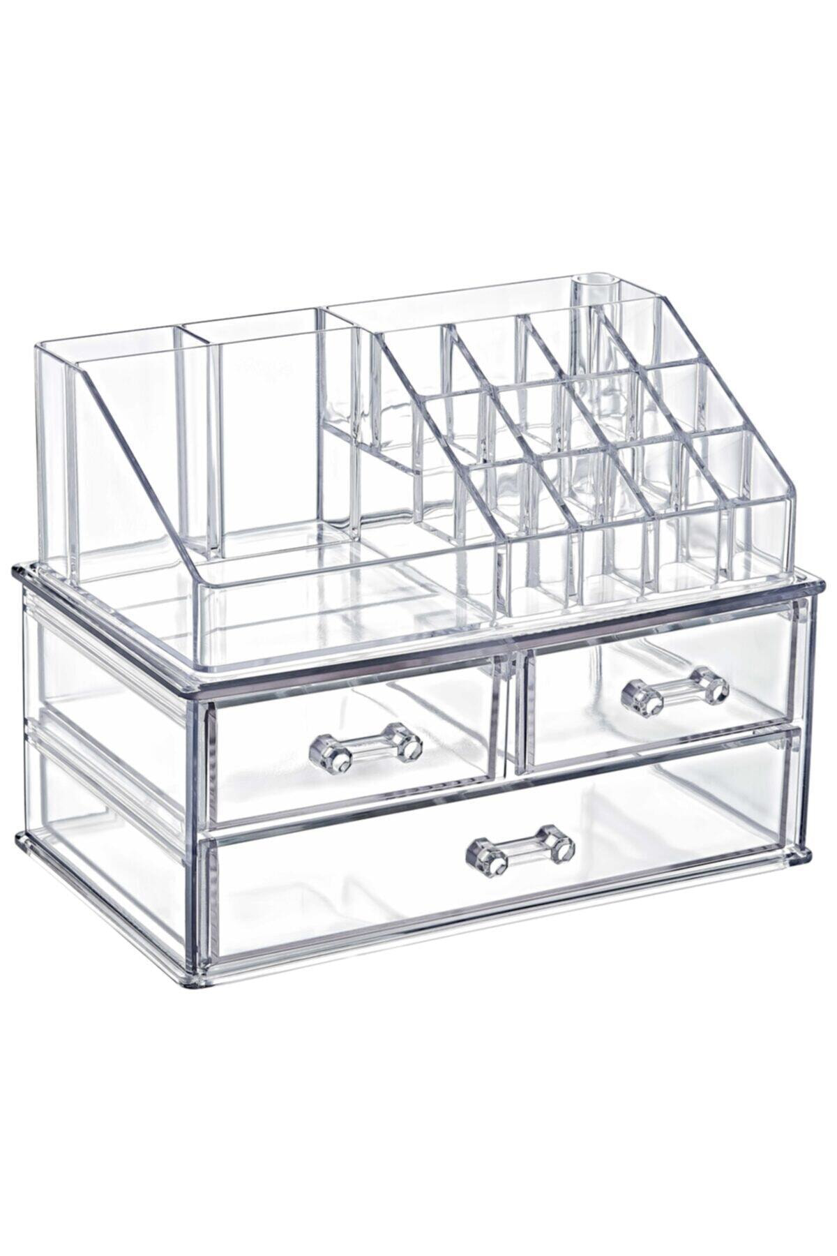 Tugra Ticaret Üç Çekmeceli Makyaj Kozmetik Düzenleyici Organizer Set