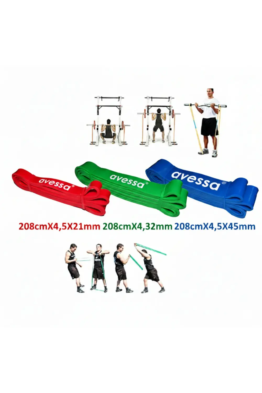 Üç Direnç Lastiği 208CM(2,5X21MM)(3,5X32MM)(4,5X45MM)-(5,5-7kg)(7