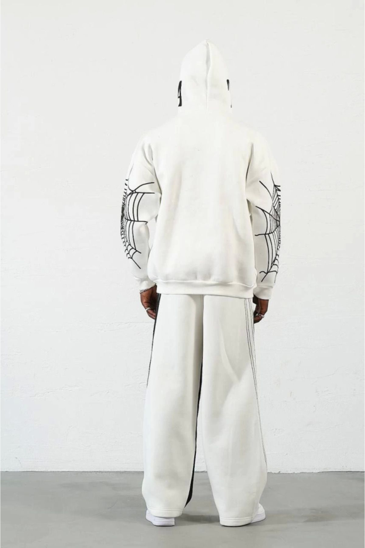 Tommy Hilfiger Üç İplik Baskili Fermuarli Kapşonlu Hirka - Beyaz