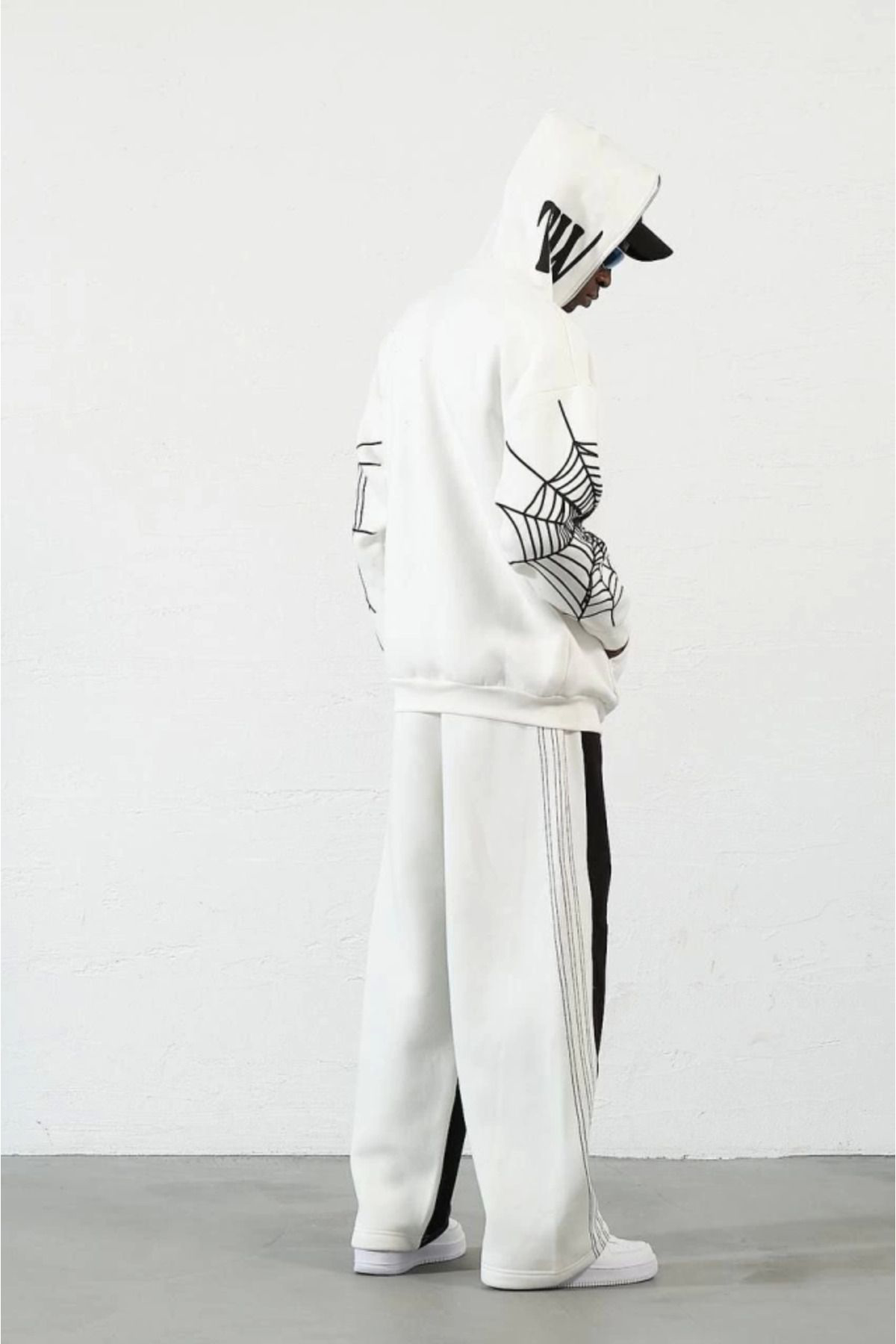 Tommy Hilfiger Üç İplik Baskili Fermuarli Kapşonlu Hirka - Beyaz