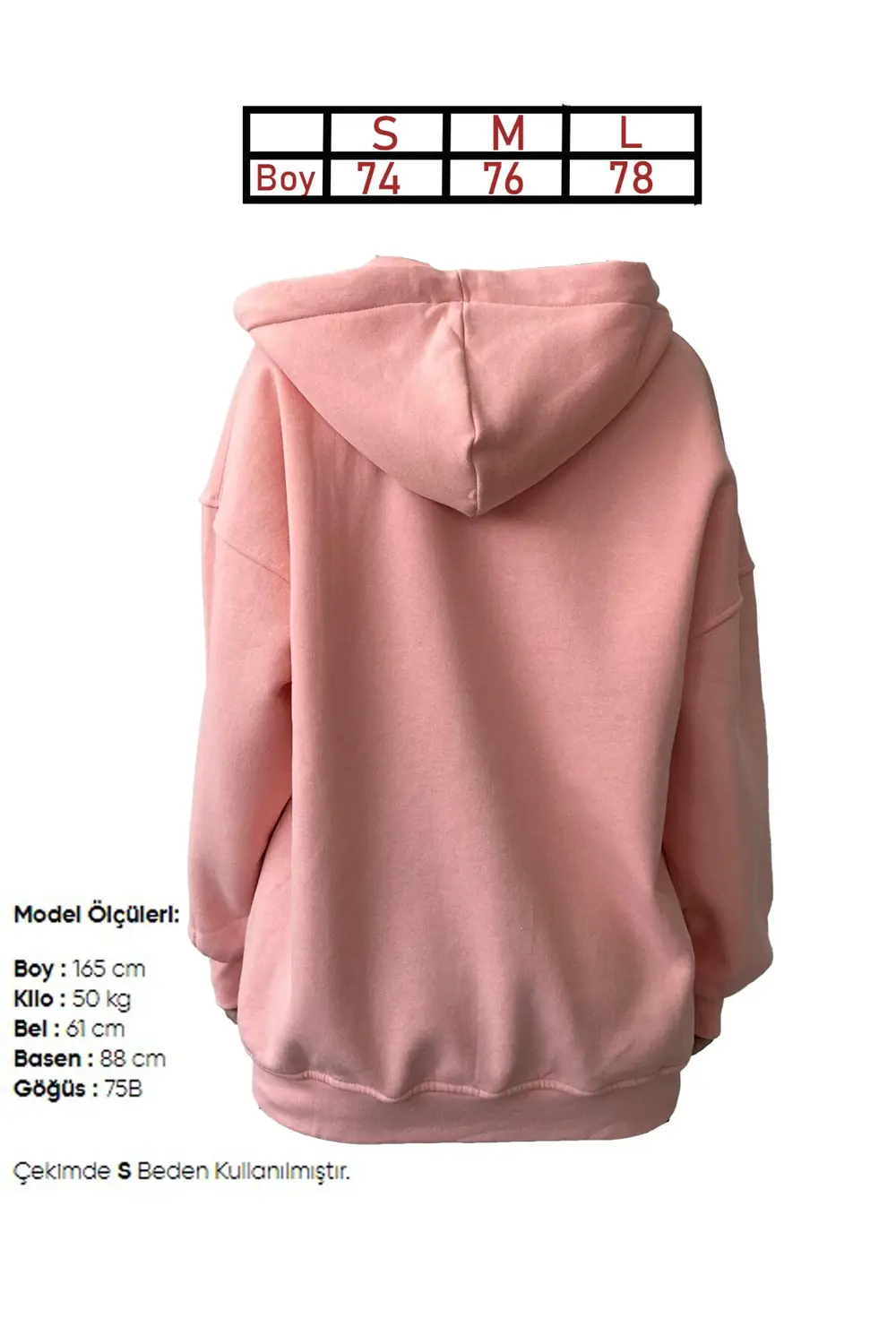 Üç İplik Şardonlu Oversize Kapüşonlu Hırka