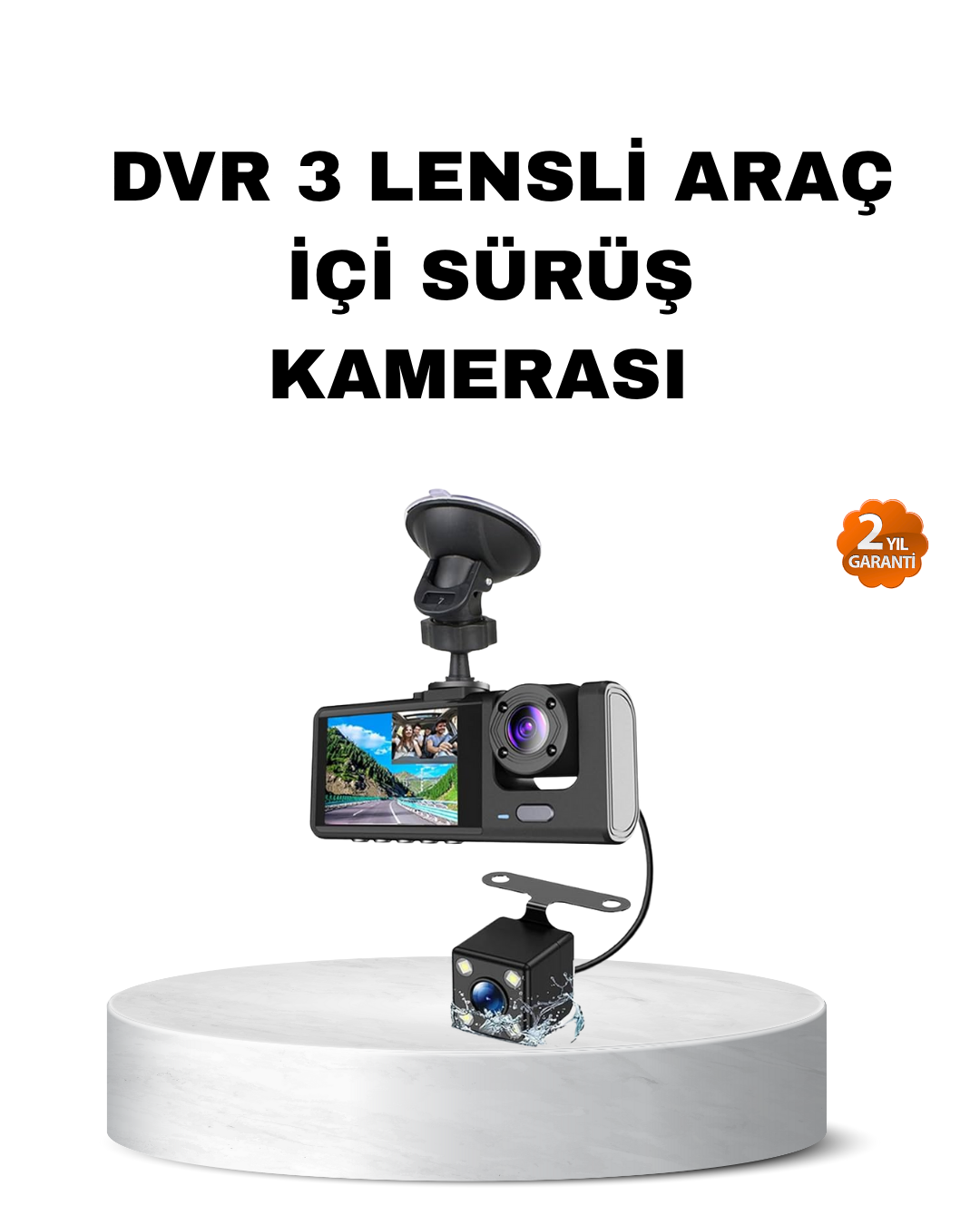 Üç Kameralı Araç İçi Kayıt Sistemi Full HD Gece Görüşlü ve G-Sens