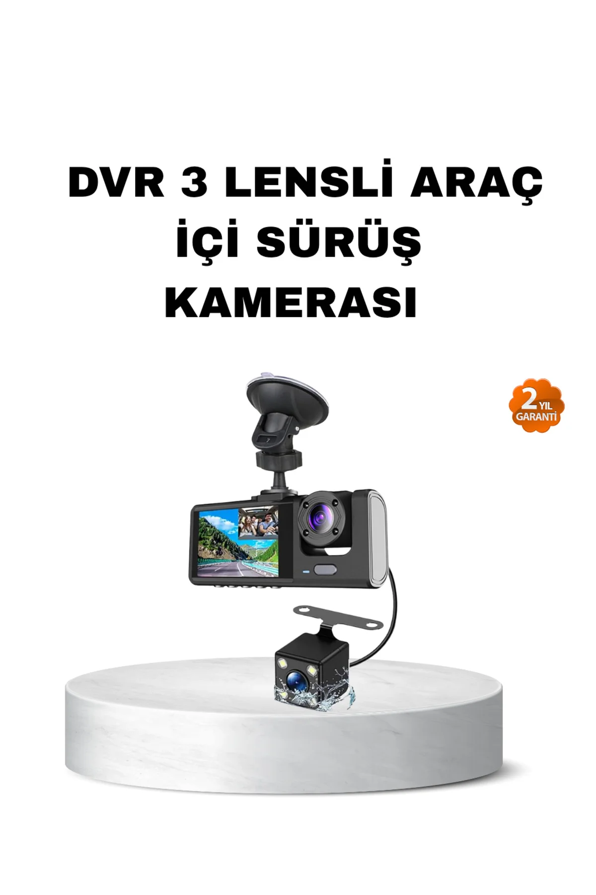 Üç Kameralı Araç İçi Kayıt Sistemi Full HD Gece Görüşlü ve G-Sens