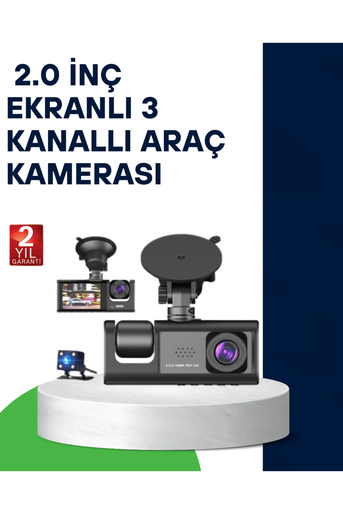 Üç Kameralı Araç Kamerası Full HD Gece Görüş G-Sensör