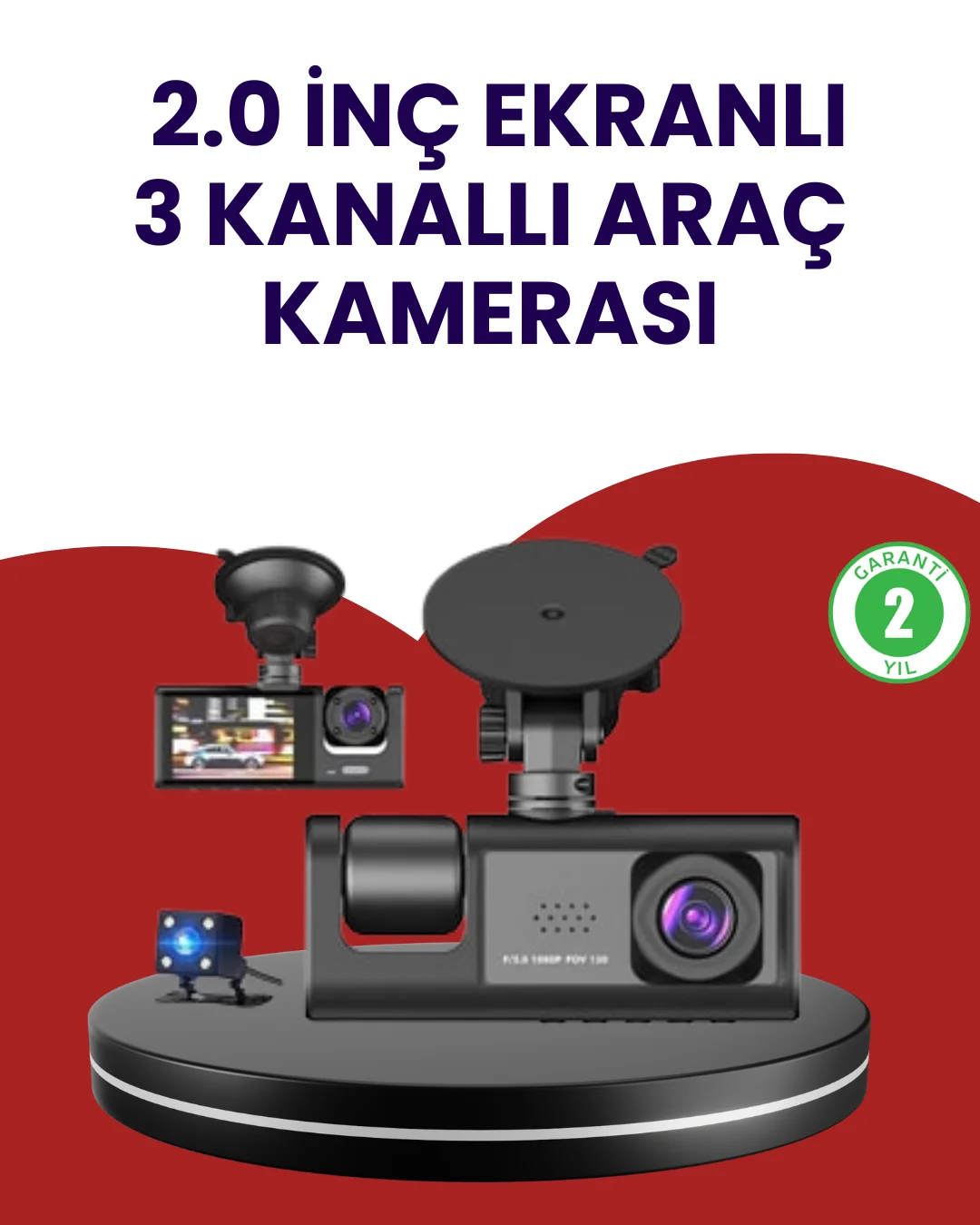 Üç Kameralı Araç Kamerası | Full HD 1080P Ön + HD İç/Arka Fiyatı, Yorumları ve Özellikleri
