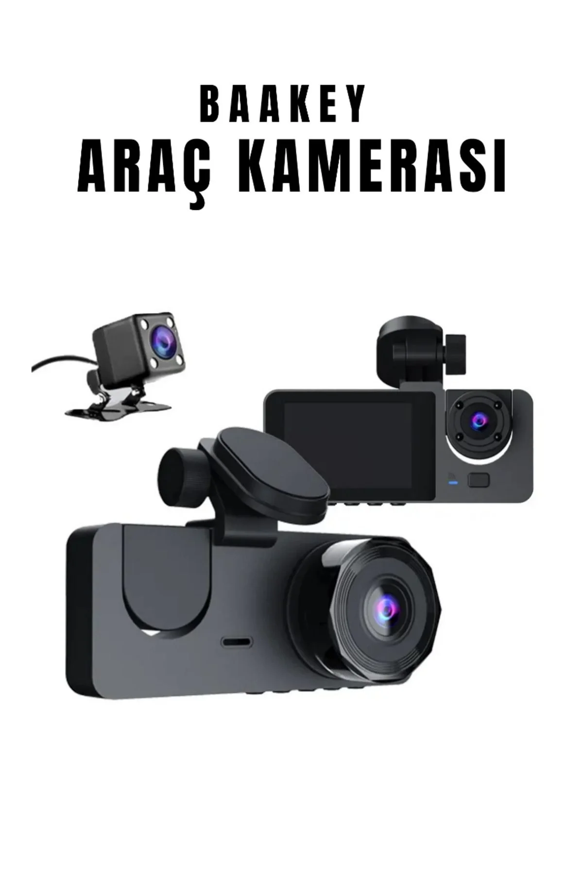 Üç Kameralı Wi‑Fi Araç İçi Kamera – GPS Takip &amp; G-Sensor Özel