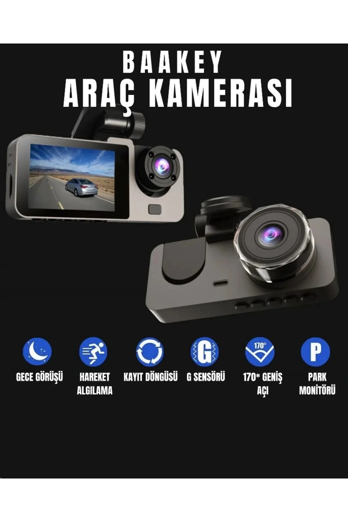 Üç Kameralı Wi‑Fi Araç İçi Kamera – GPS Takip &amp; G-Sensor Özellikli Güvenlik Çözümü