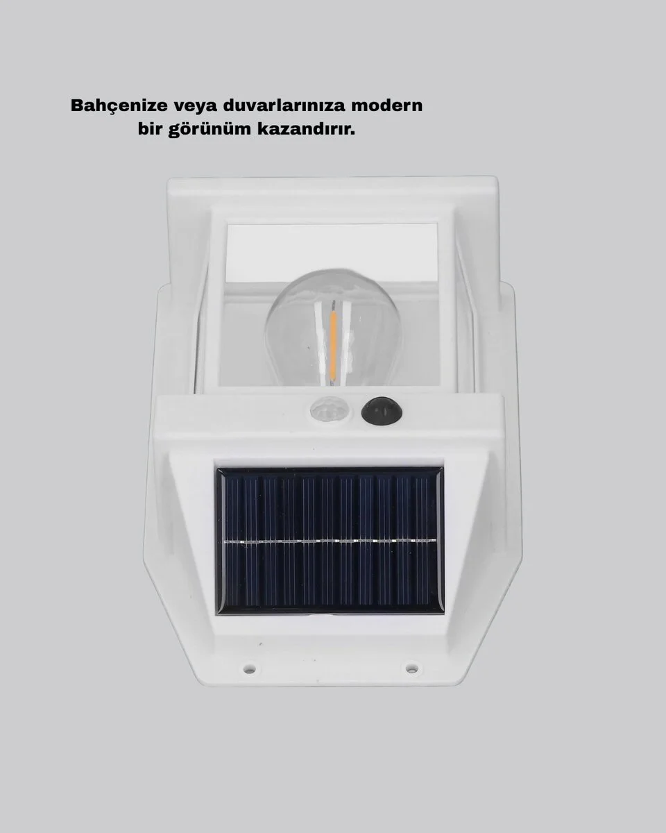Üç Modlu Güneş Enerjili Duvar Lambası 1800mAh Bataryalı ve Hareket Sensörlü