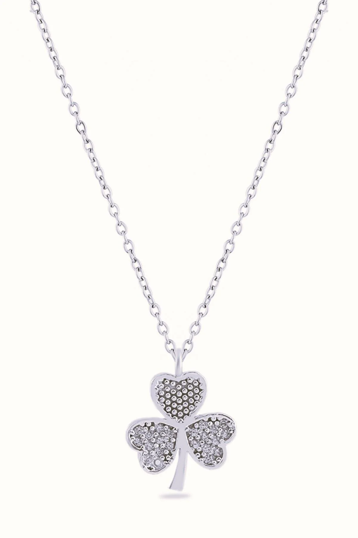 Üç Yapraklı Yonca Zirkon Kolye SILVER 45 cm Fiyatı, Yorumları ve Özellikleri