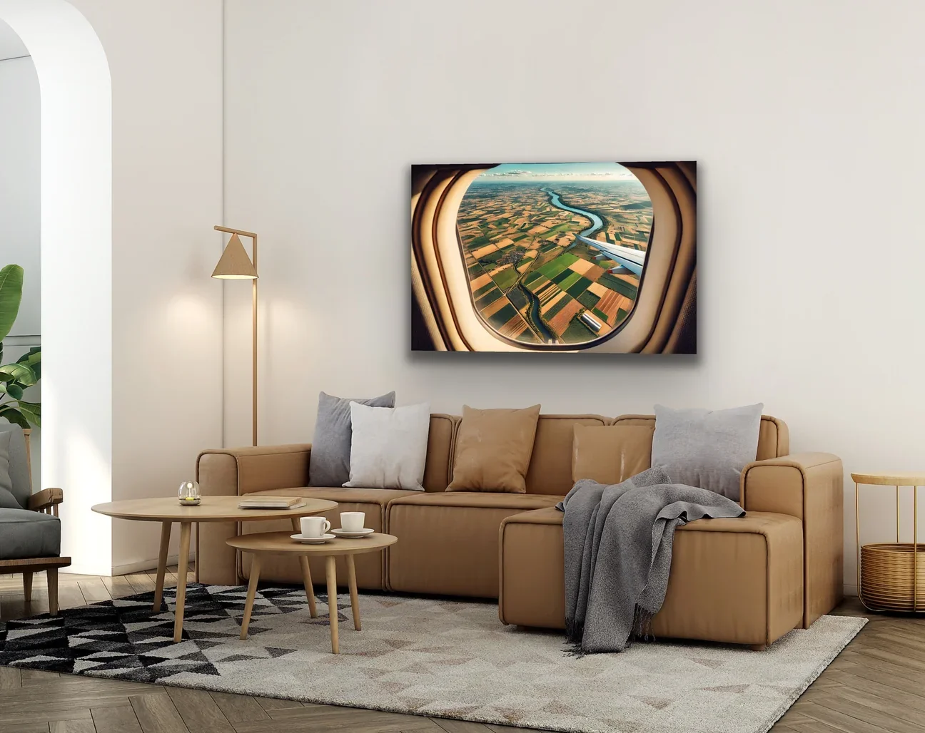 Uçak Penceresi Manzara Kanvas Tablo 100x160cm - Şase, Çerçevesiz Duvar Tablosu