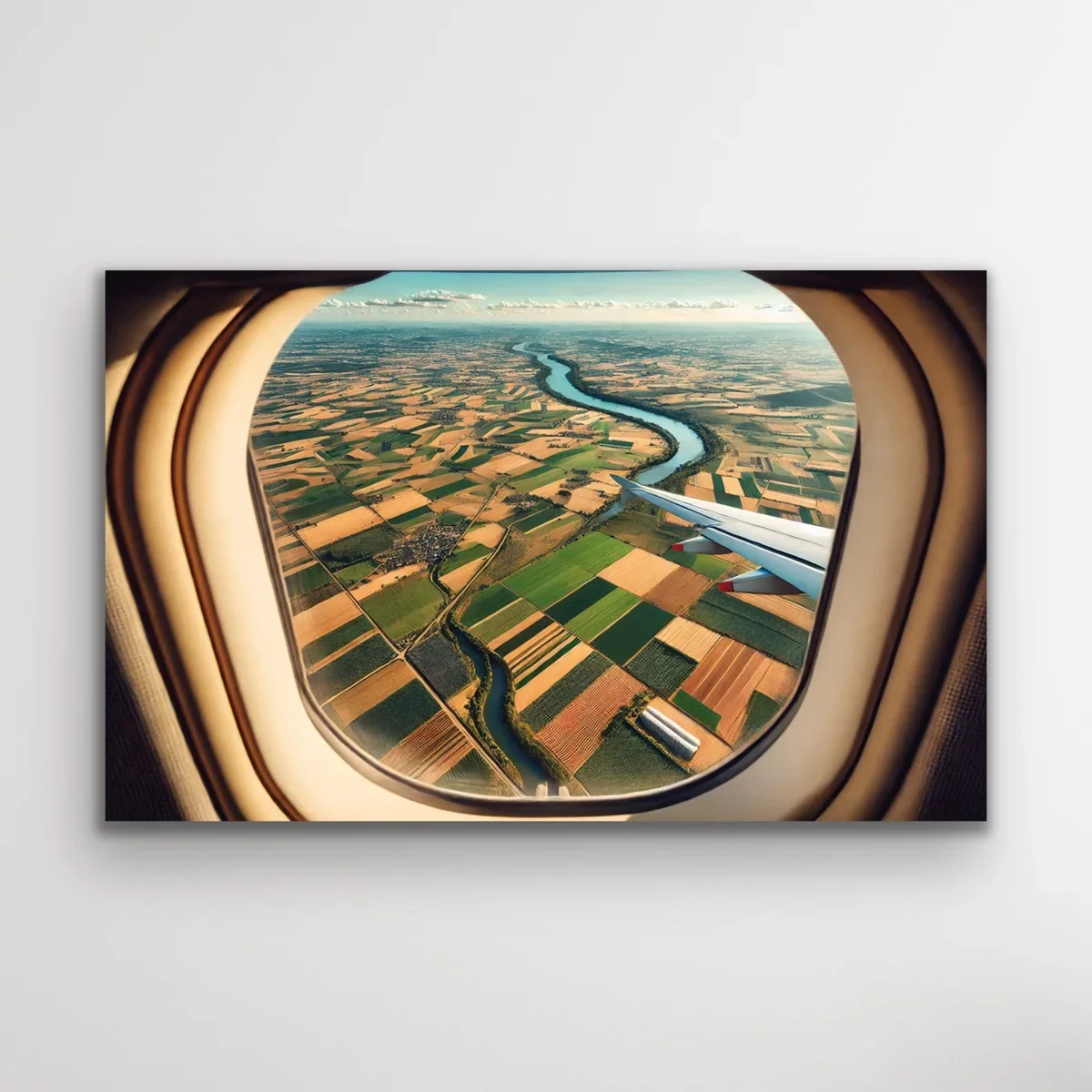 Uçak Penceresi Manzara Kanvas Tablo 100x160cm - Şase, Çerçevesiz Duvar Tablosu