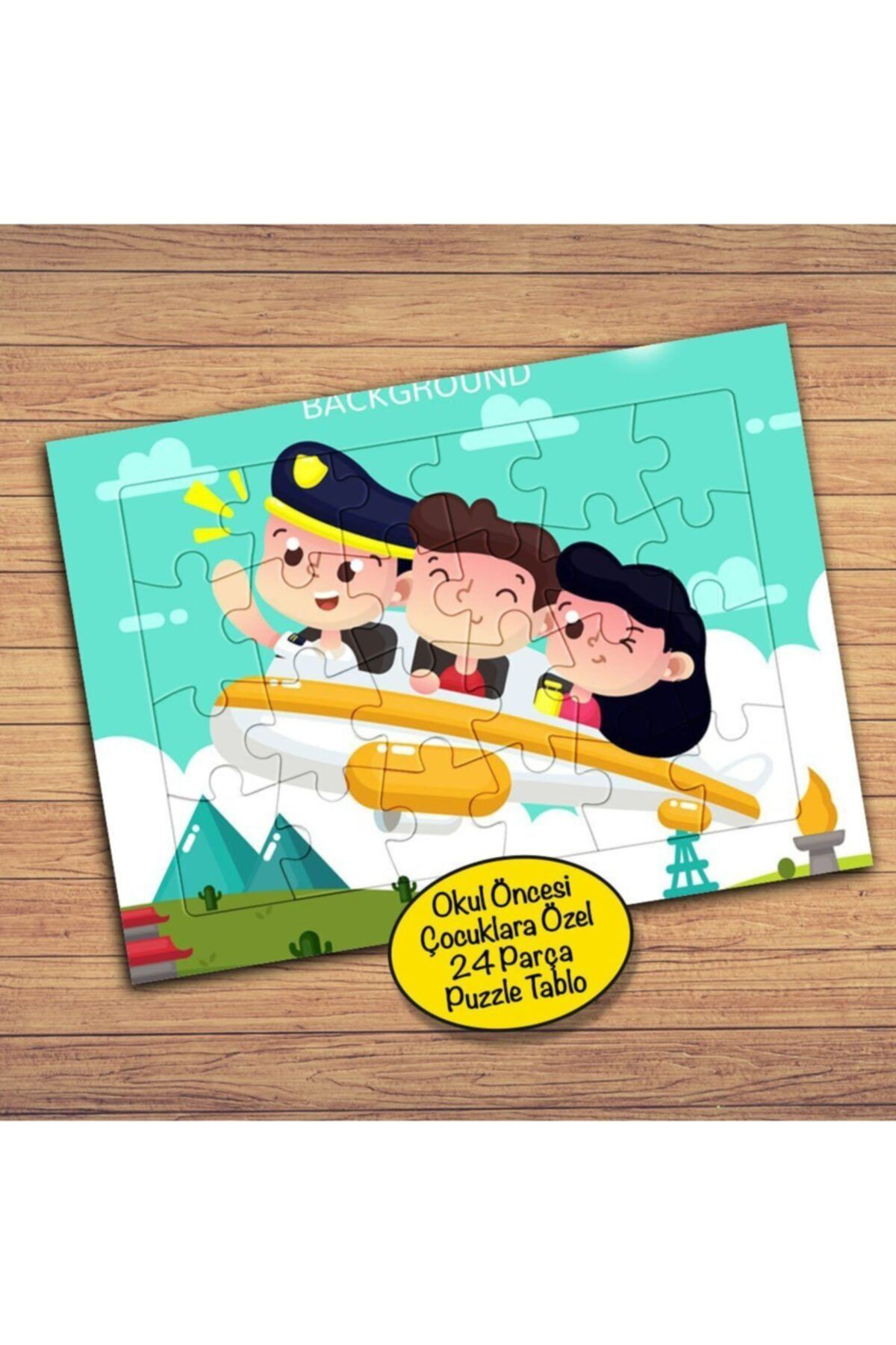 Cnpromosyon Uçakta Sevimli Arkadaşlar 24 Parça Çocuklara Özel Yapboz Tablo-82