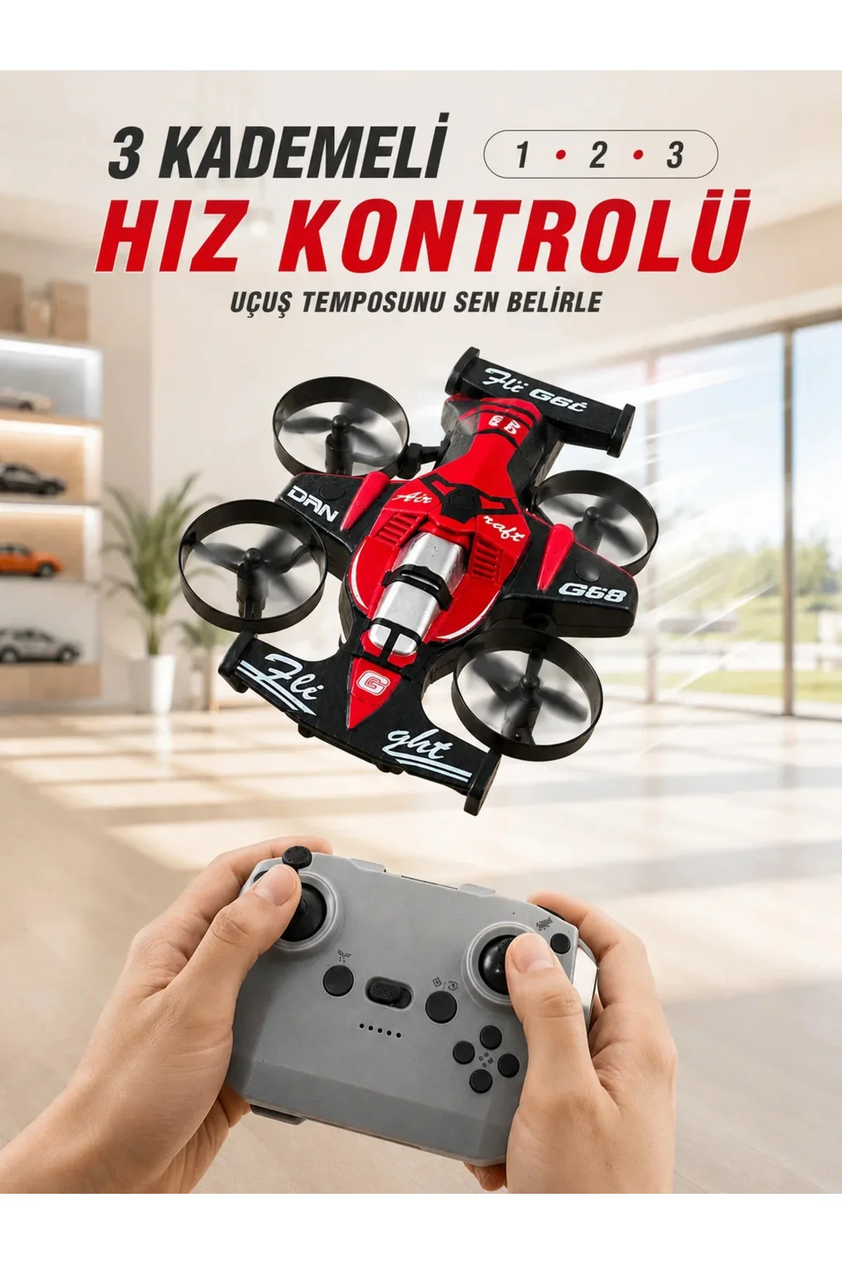 Uçan Araba Drone 4 Korumalı Pervaneli 360° Akrobatik Hareket Uzaktan Kumandalı Uçan Araba Drone 4 Korumalı Pervaneli 360° Akrobatik Hareket Uzaktan Kumandalı