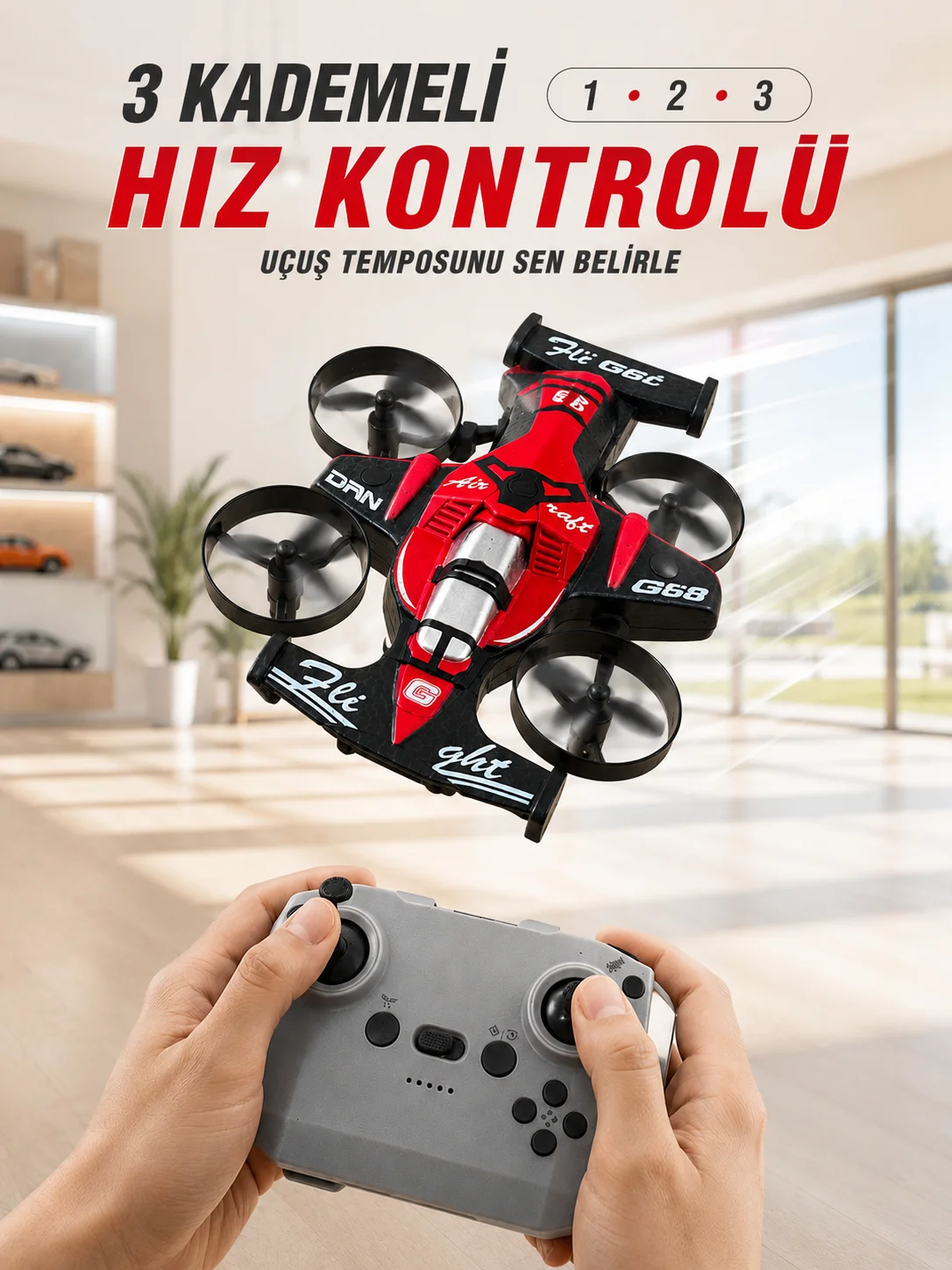 Uçan Araba Drone 4 Korumalı Pervaneli 360° Akrobatik Hareket Uzaktan Kumandalı Uçan Araba Drone 4 Korumalı Pervaneli 360° Akrobatik Hareket Uzaktan Kumandalı